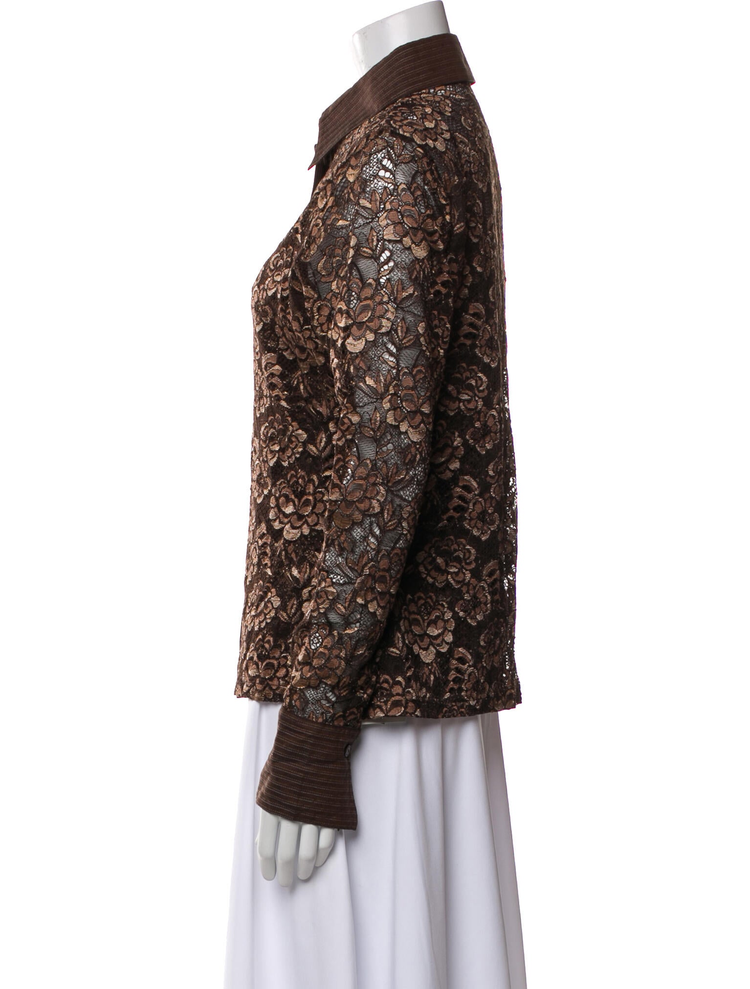 Anne Fontaine Printed Long Sleeve Button-Up Top