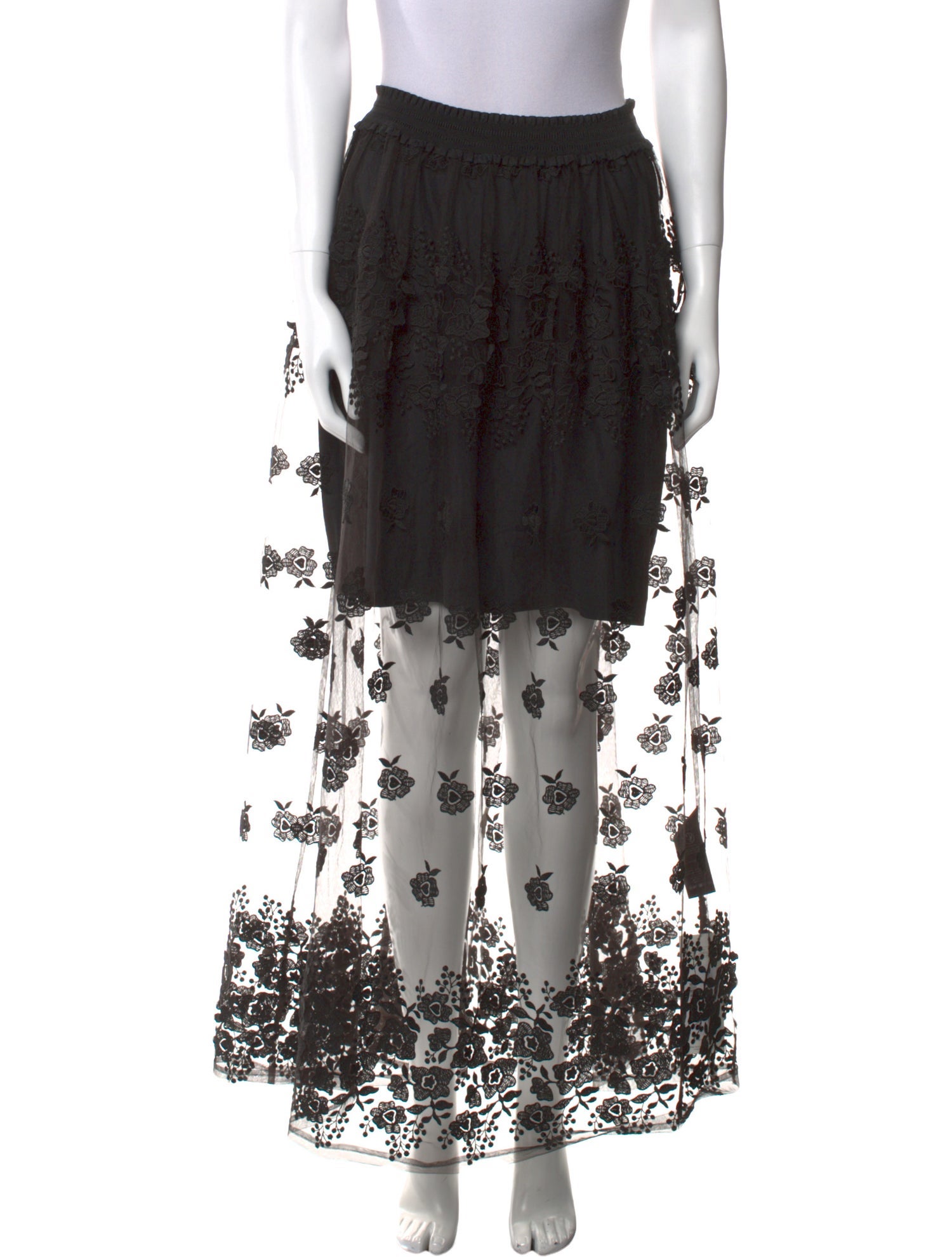 Anne Fontaine Embroidered Accent Midi Length Skirt