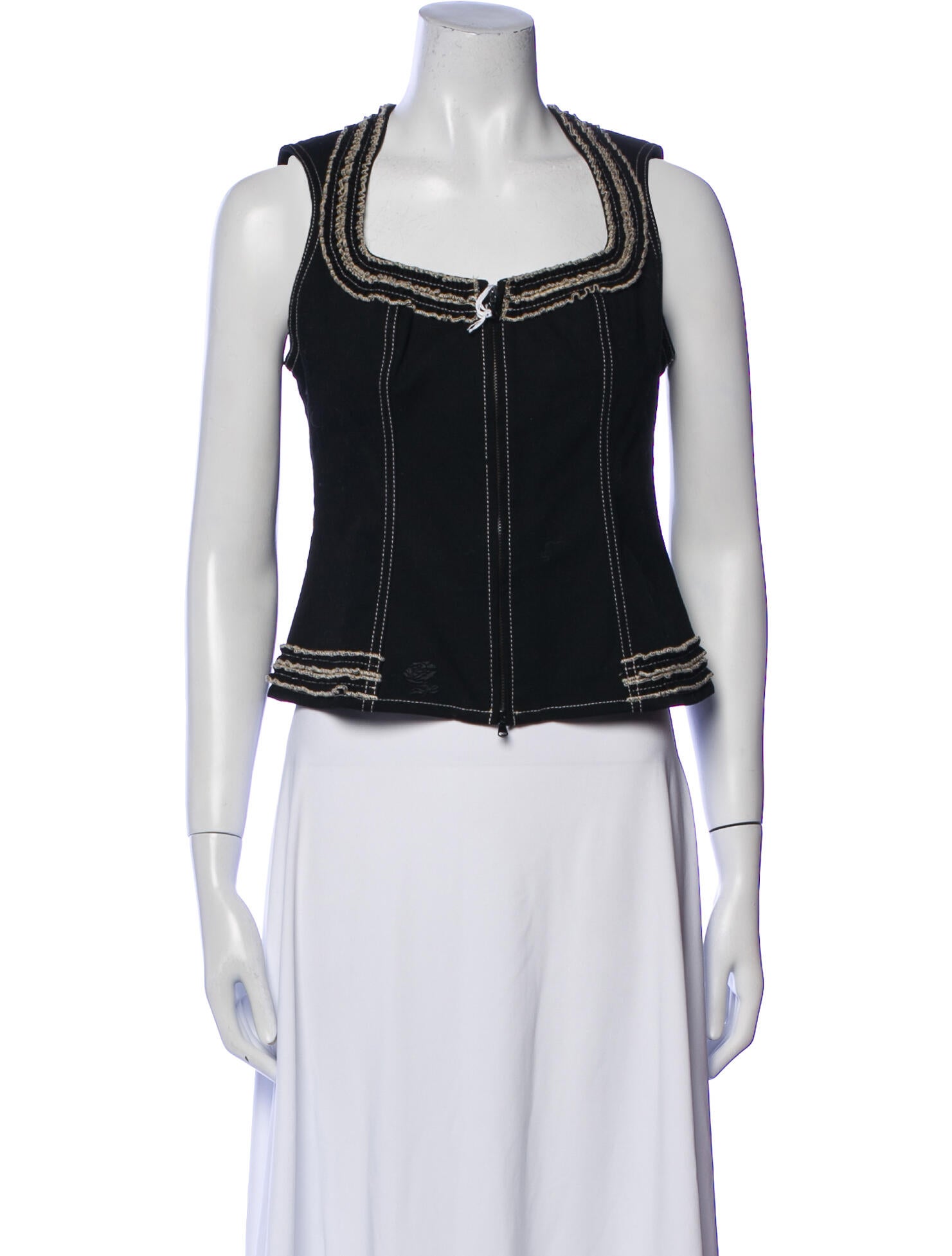 Anne Fontaine Square Neckline Sleeveless Crop Top