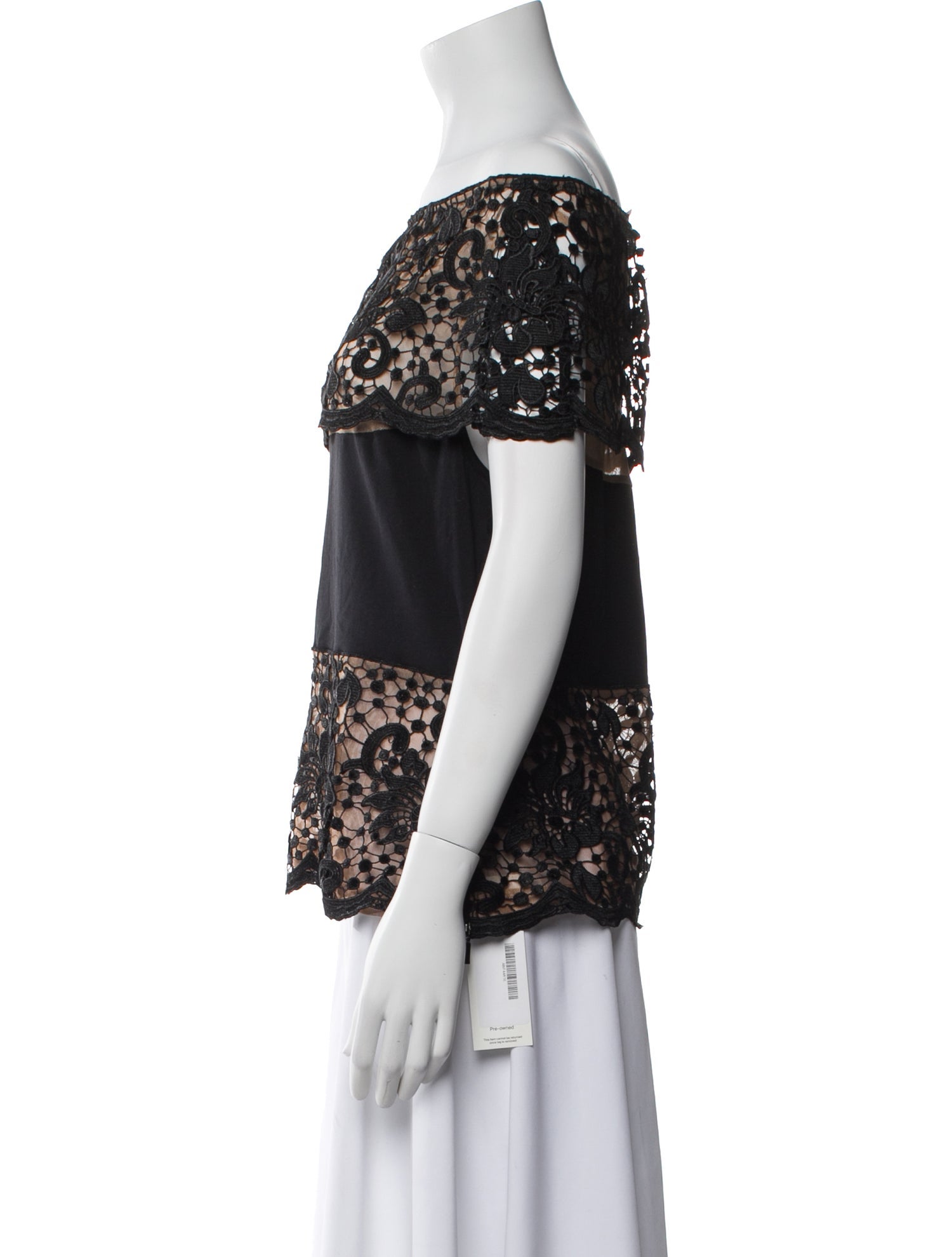 Anne Fontaine Lace Pattern Off-The-Shoulder Blouse