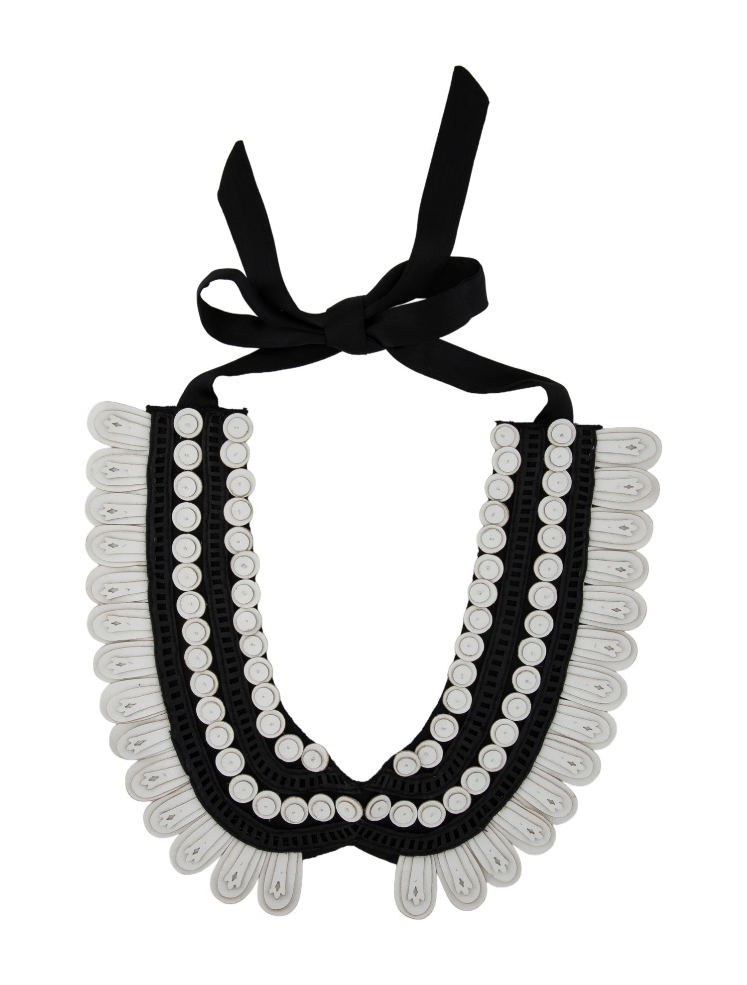 Anne Fontaine Leather & Ribbon Collar Necklace