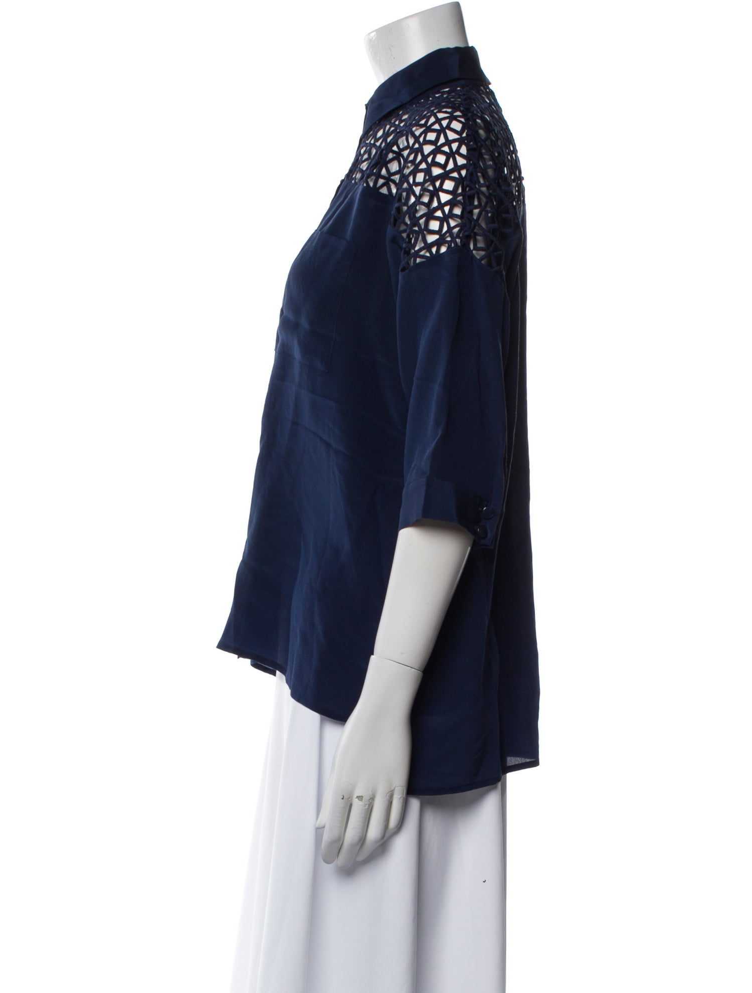 Anne Fontaine Silk Three-Quarter Sleeve Blouse