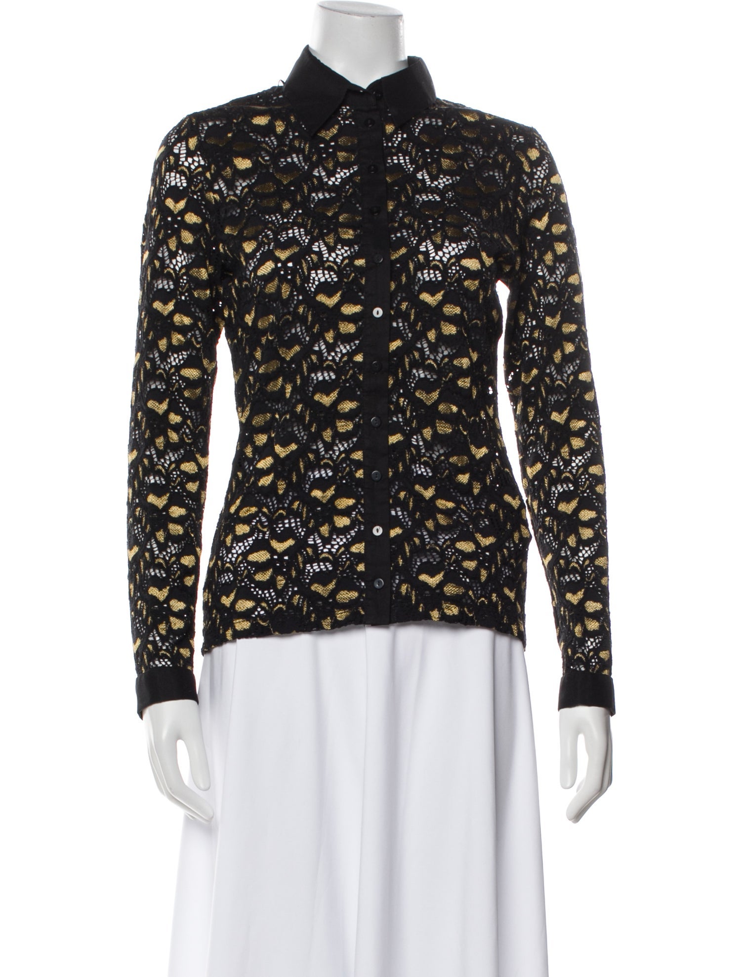 Anne Fontaine Printed Long Sleeve Button-Up Top