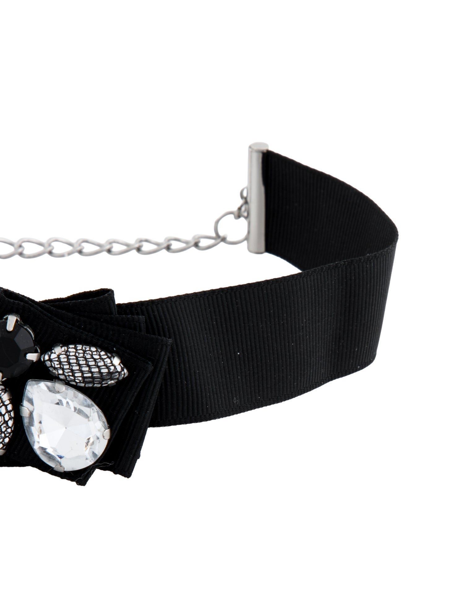 Anne Fontaine Crystal & Ribbon Choker Necklace