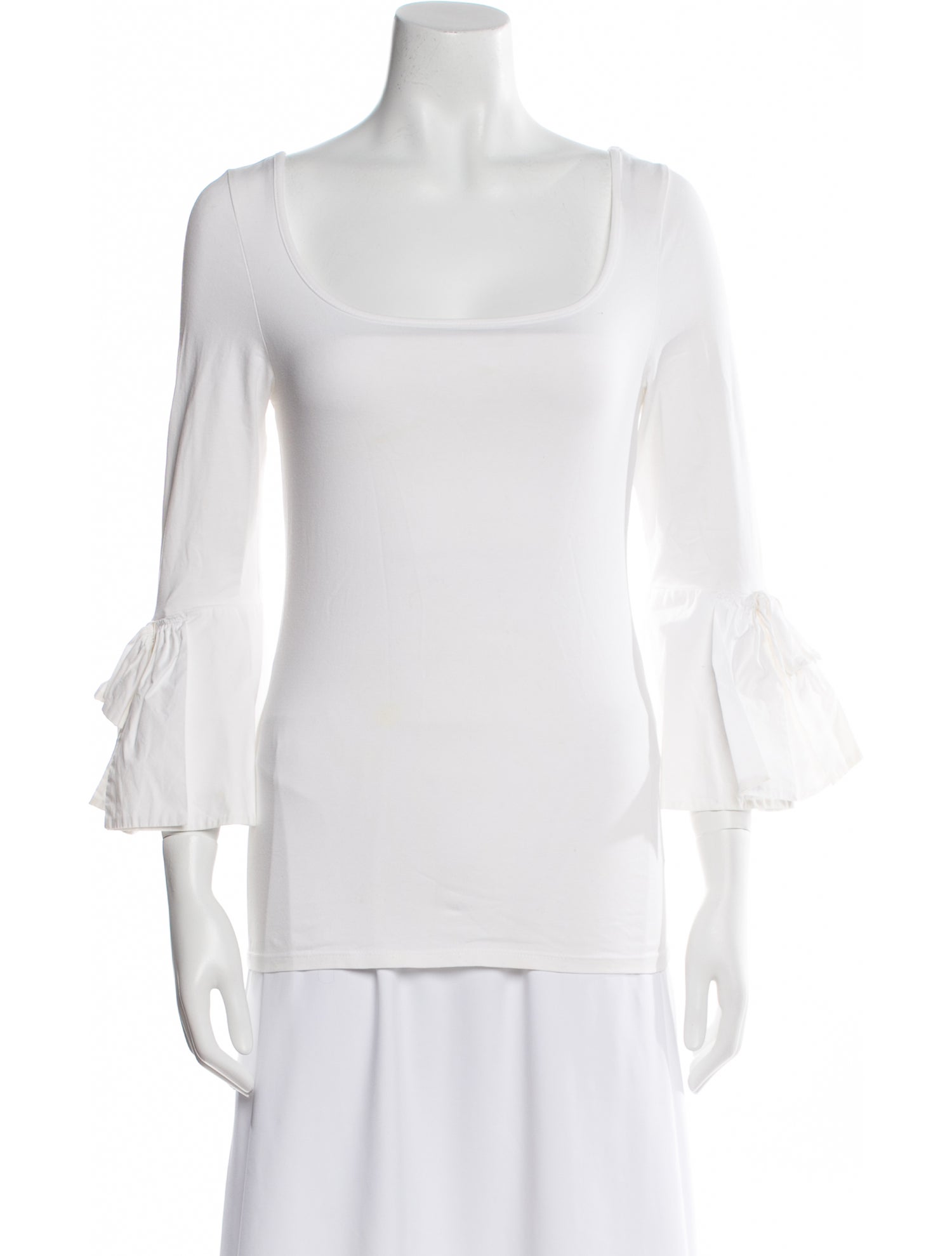 Anne Fontaine Square Neckline Three-Quarter Sleeve Blouse
