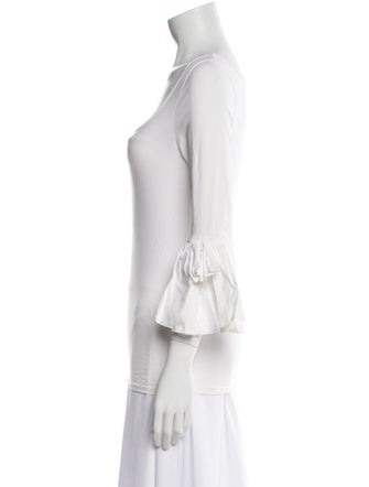 Anne Fontaine Square Neckline Three-Quarter Sleeve Blouse