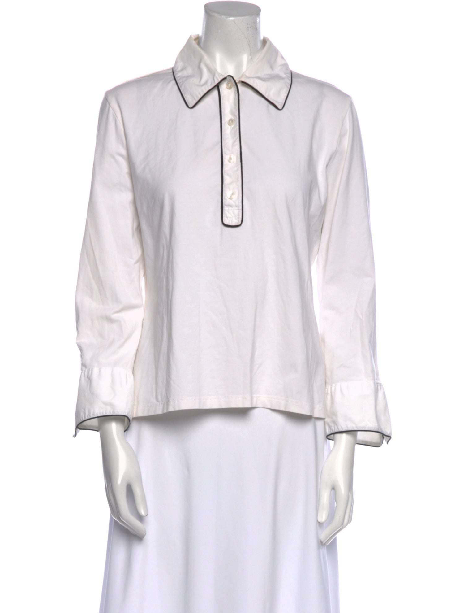 Anne Fontaine Three-Quarter Sleeve Button-Up Top