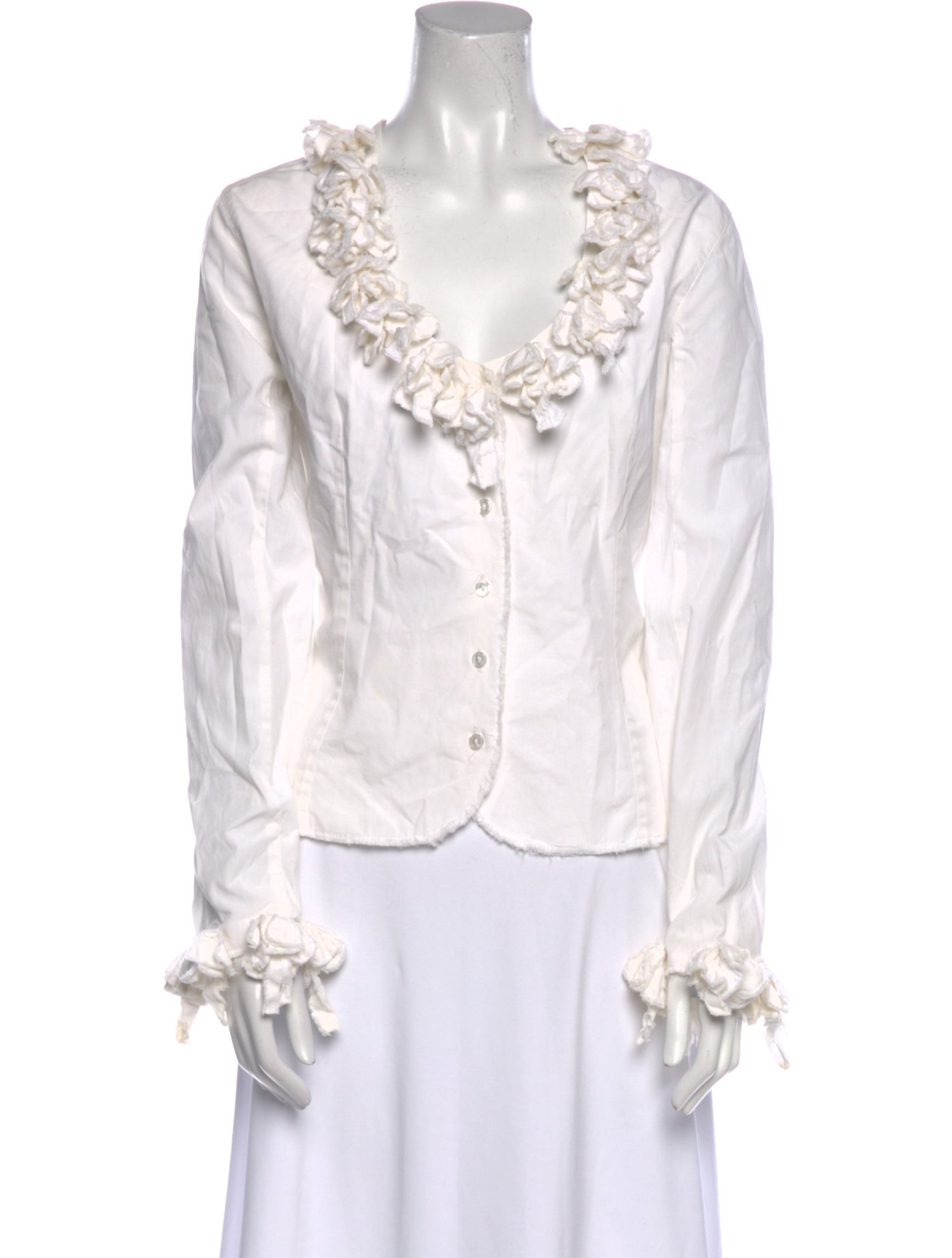 Anne Fontaine V-Neck Long Sleeve Blouse