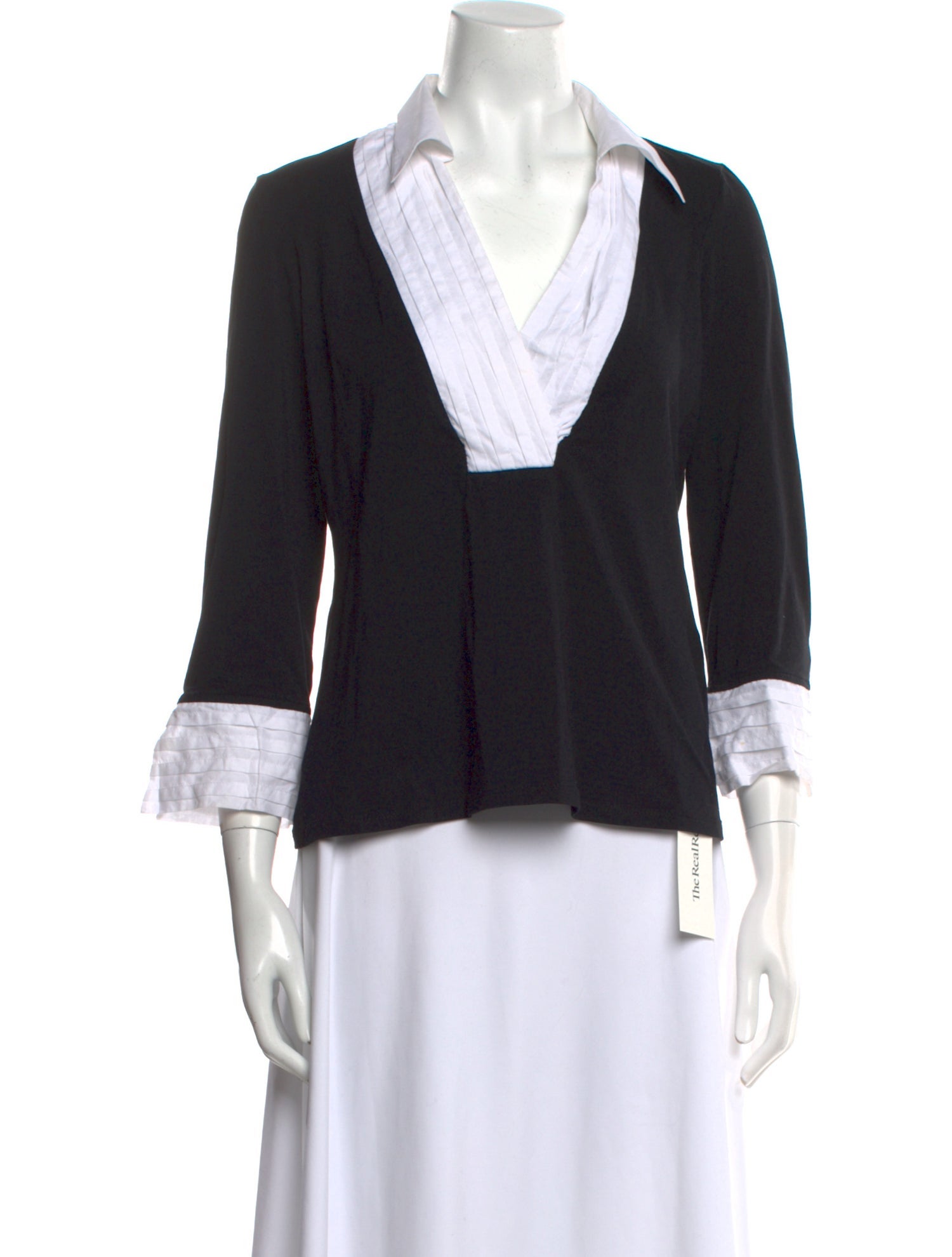 Anne Fontaine V-Neck Three-Quarter Sleeve Top