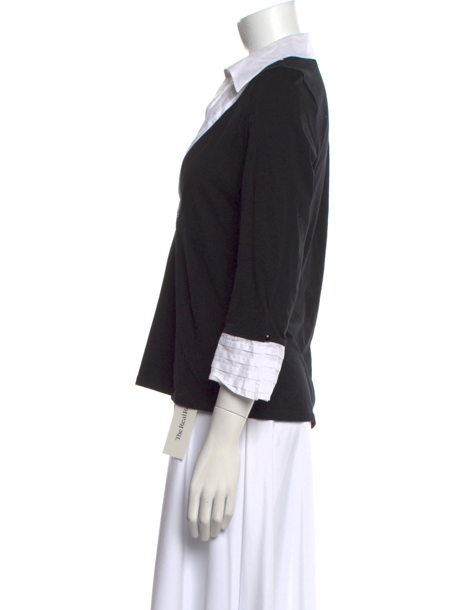 Anne Fontaine V-Neck Three-Quarter Sleeve Top