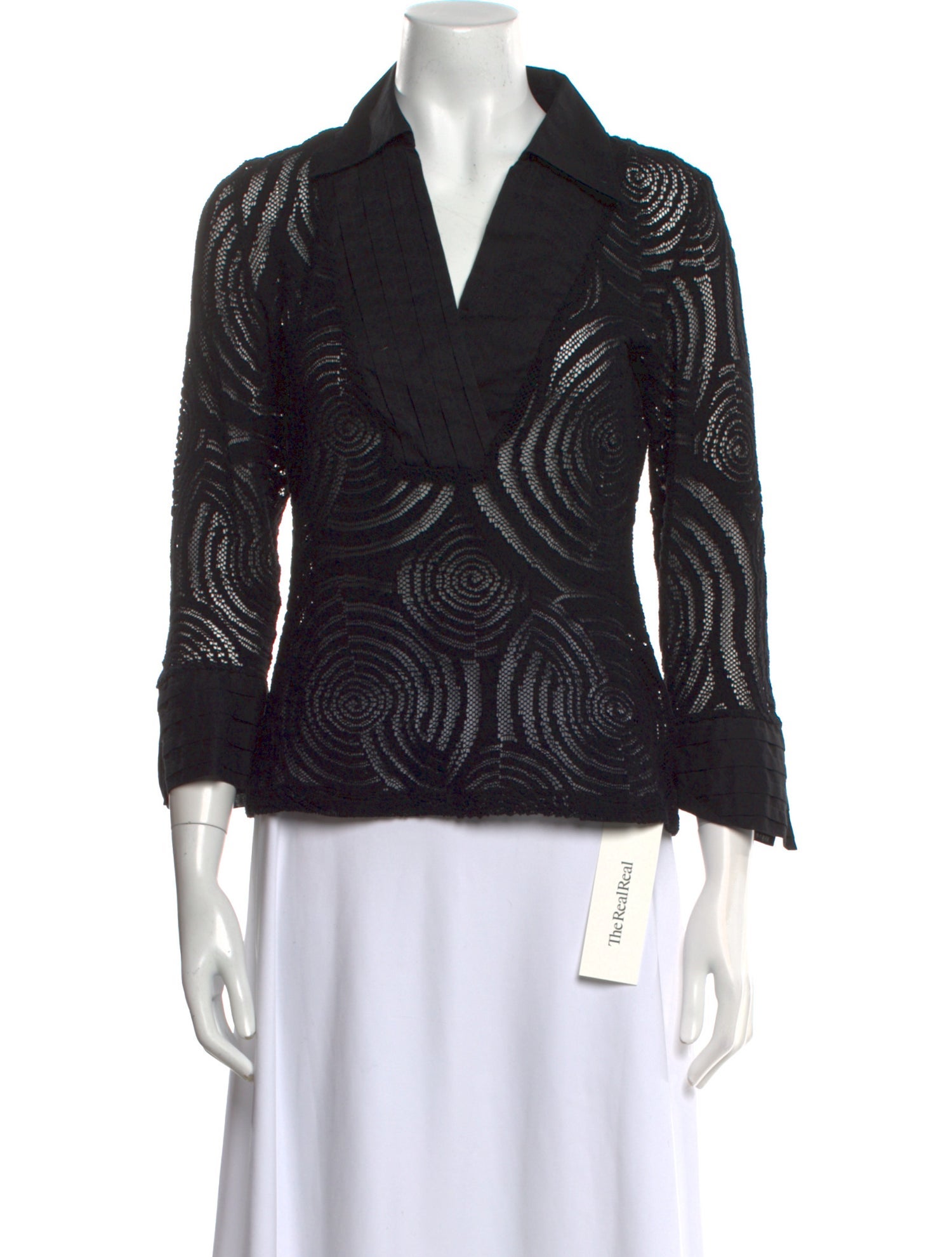 Anne Fontaine V-Neck Three-Quarter Sleeve Top