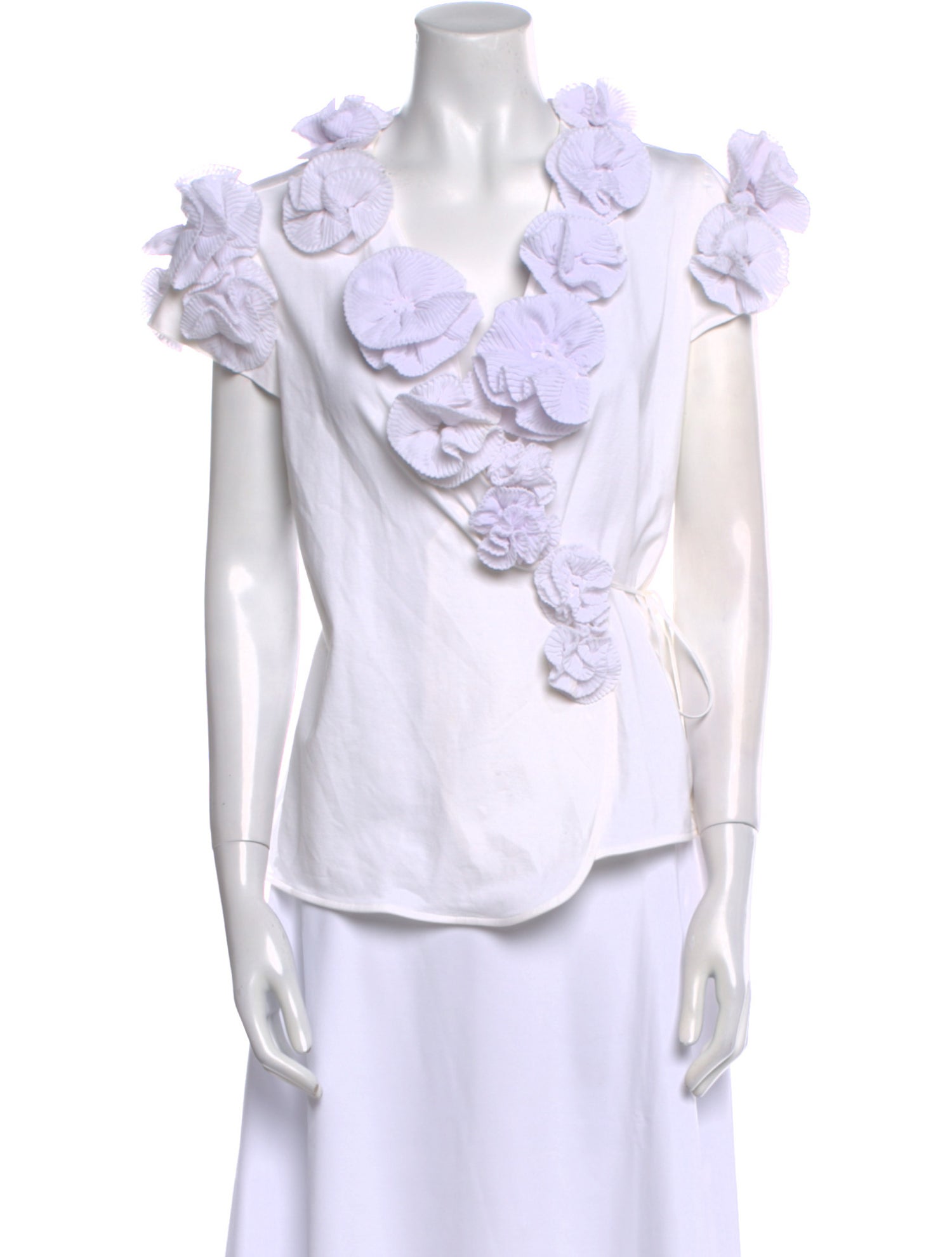 Anne Fontaine Mock Neck Short Sleeve Blouse