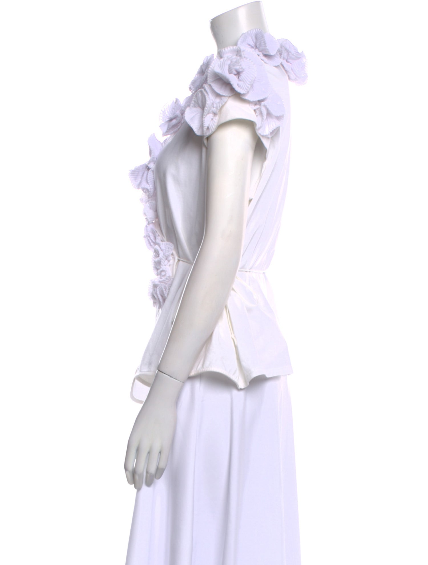 Anne Fontaine Mock Neck Short Sleeve Blouse