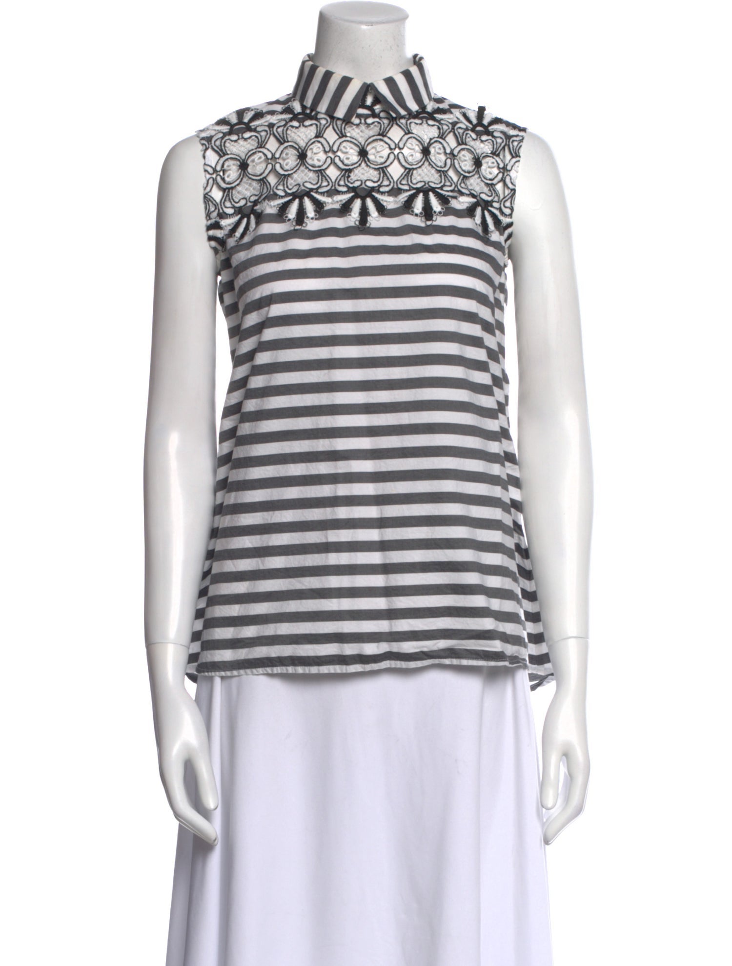 Anne Fontaine Striped Mock Neck Top