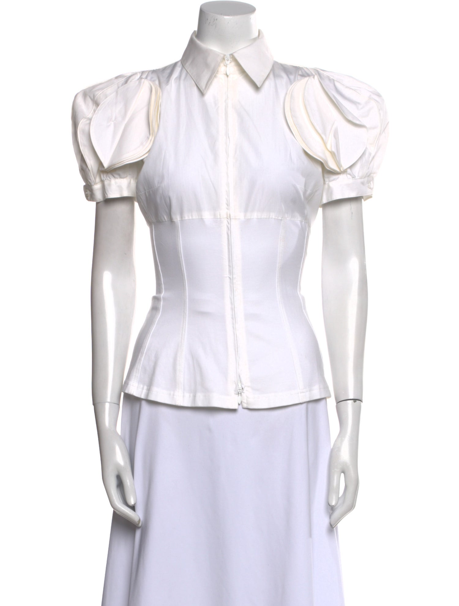 Anne Fontaine Short Sleeve Button-Up Top