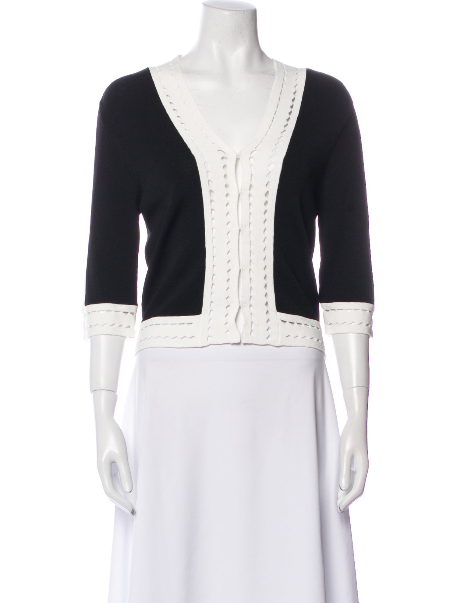 Anne Fontaine V-Neck Three-Quarter Sleeve Crop Top w/ Tags