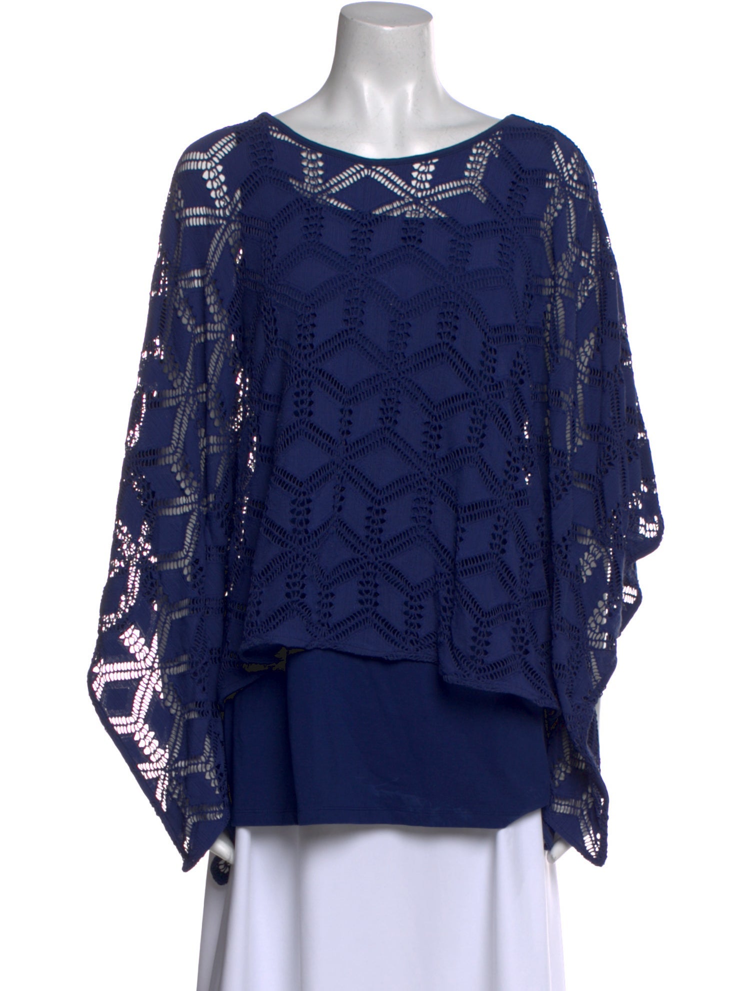 Anne Fontaine Lace Pattern Scoop Neck Blouse