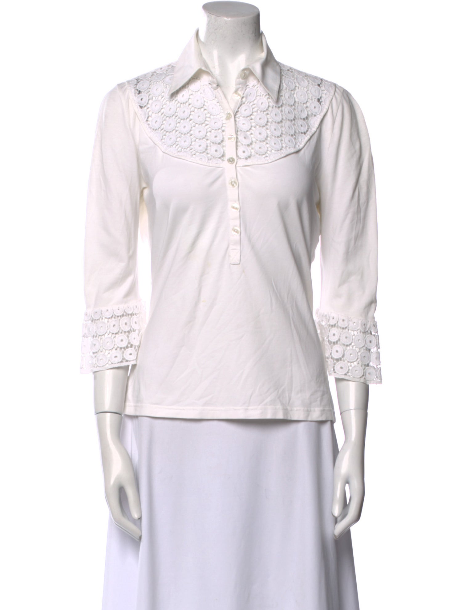 Anne Fontaine Three-Quarter Sleeve Button-Up Top