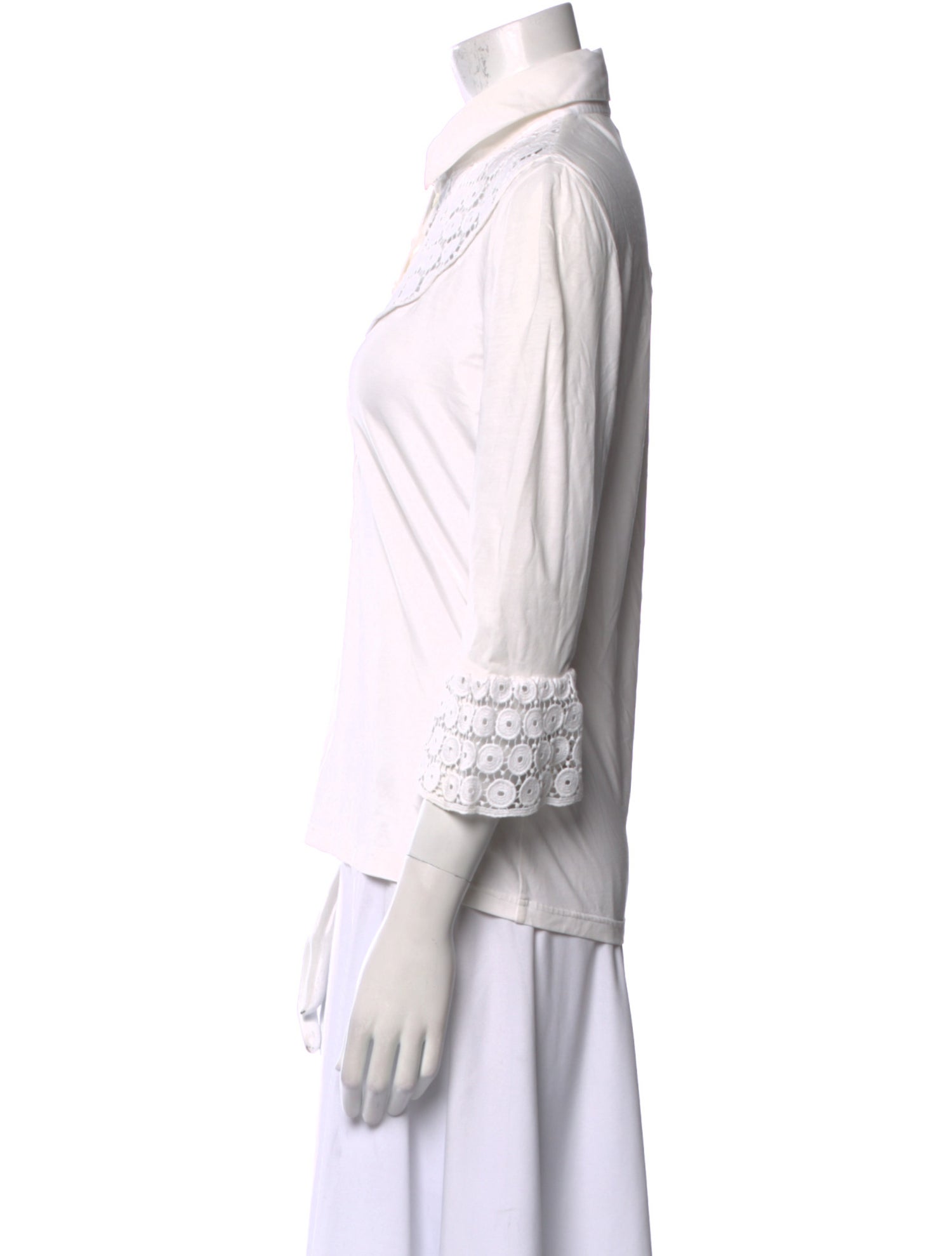 Anne Fontaine Three-Quarter Sleeve Button-Up Top