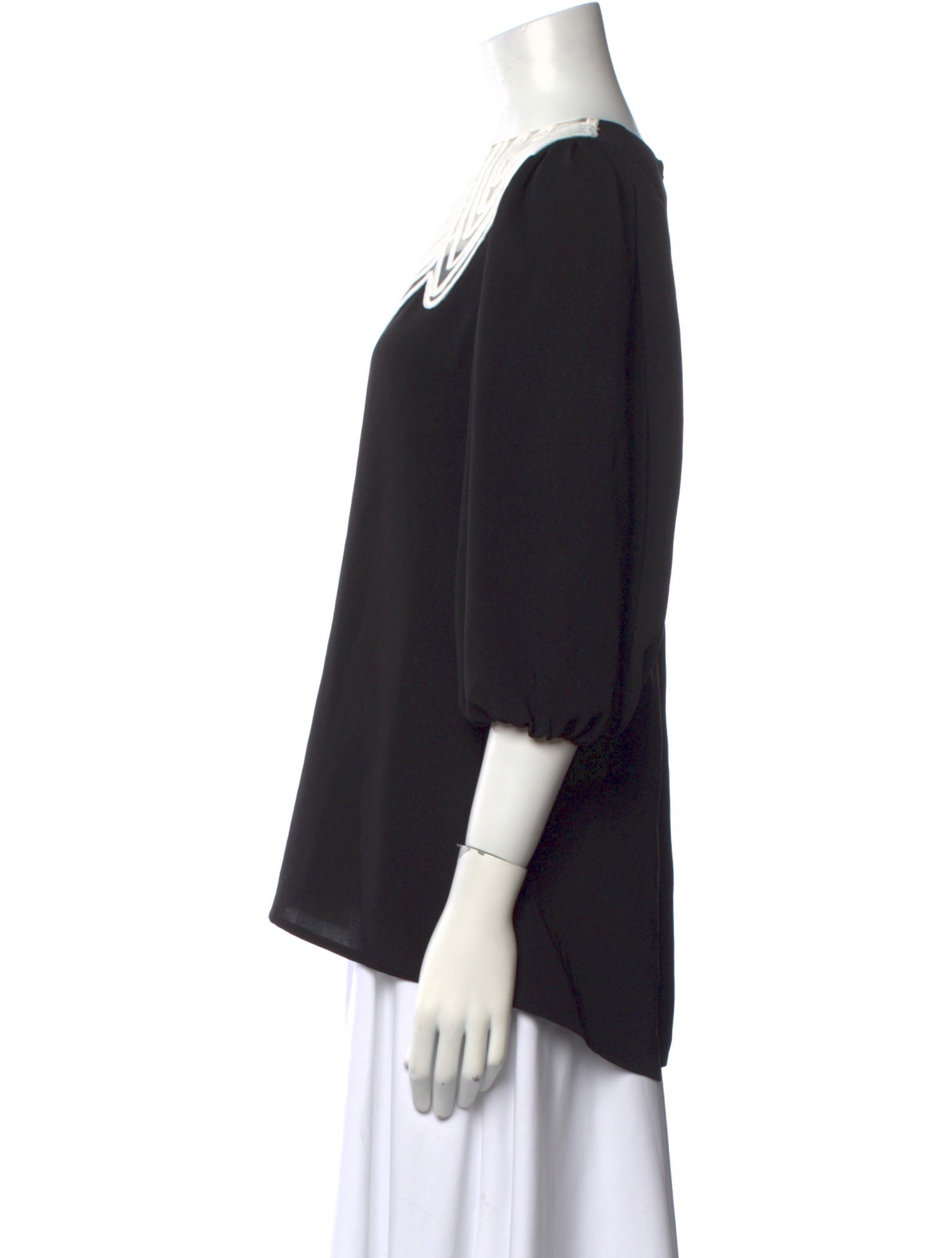 Anne Fontaine Colorblock Pattern Bateau Neckline Blouse