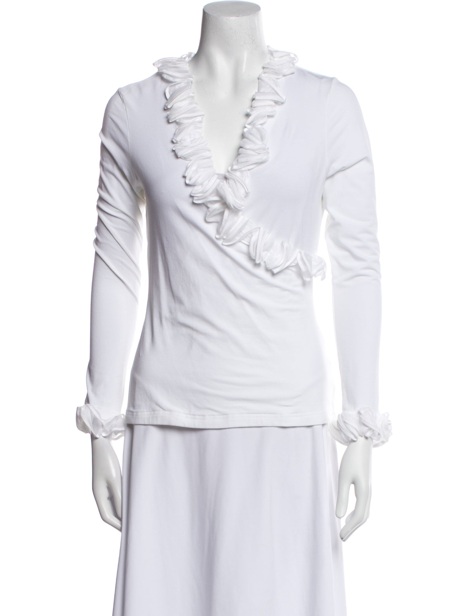 Anne Fontaine V-Neck Three-Quarter Sleeve Blouse