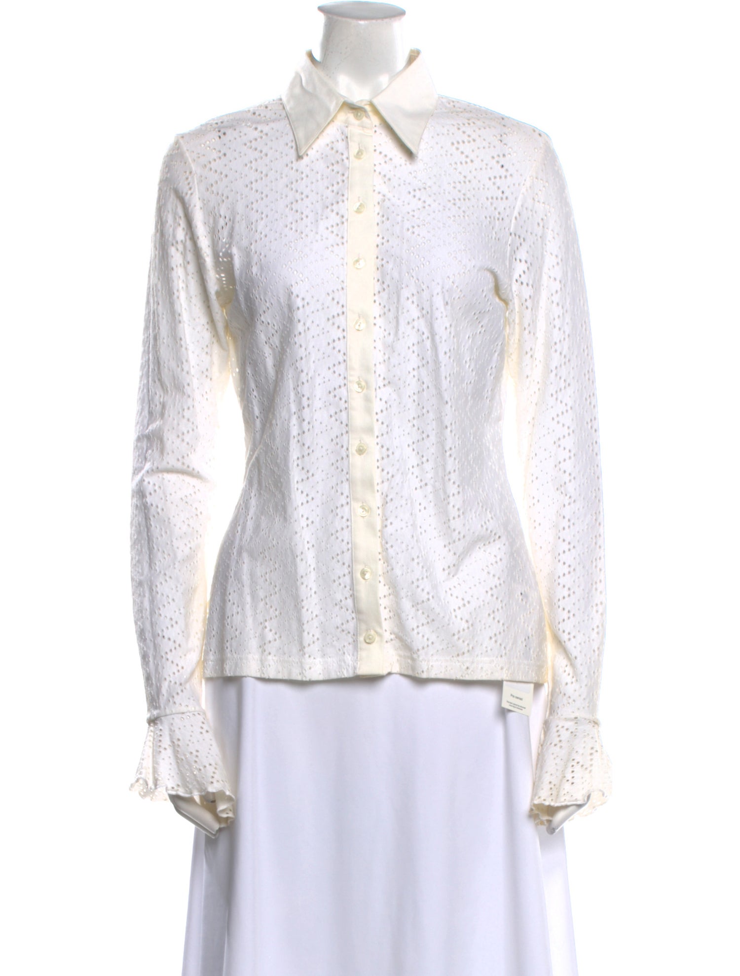 Anne Fontaine Lace Pattern Long Sleeve Button-Up Top