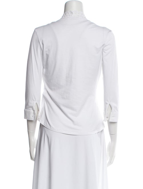 Anne Fontaine V-Neck Three-Quarter Sleeve Button-Up Top