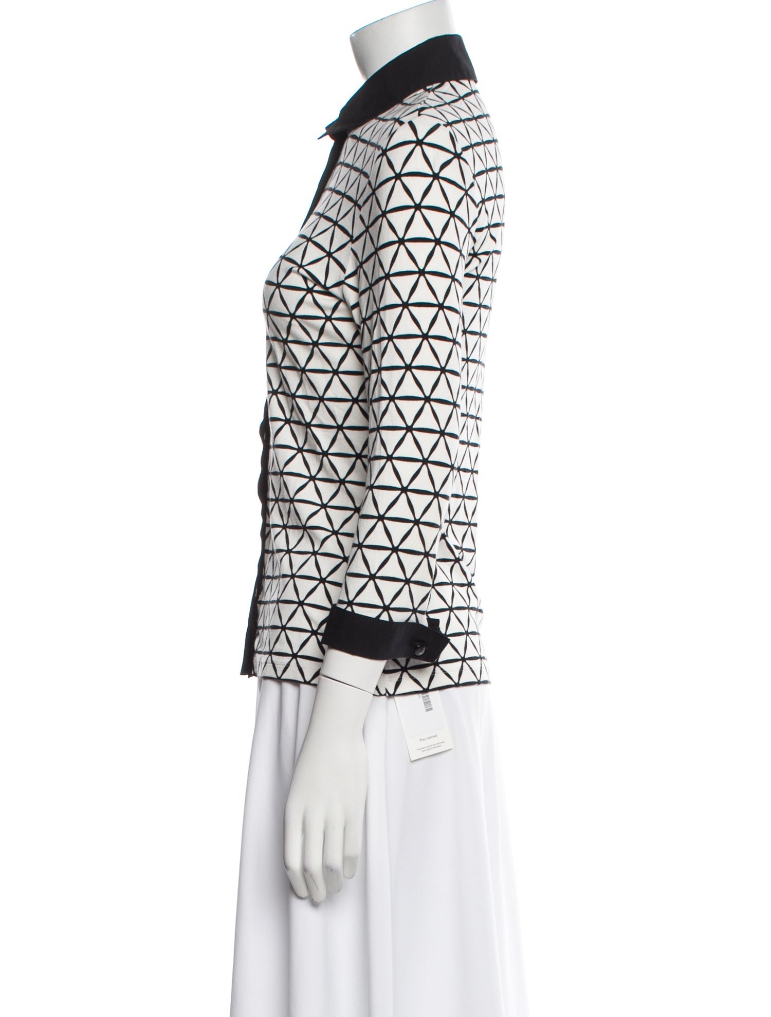 Anne Fontaine Printed Three-Quarter Sleeve Button-Up Top