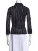 Anne Fontaine Striped Three-Quarter Sleeve Button-Up Top