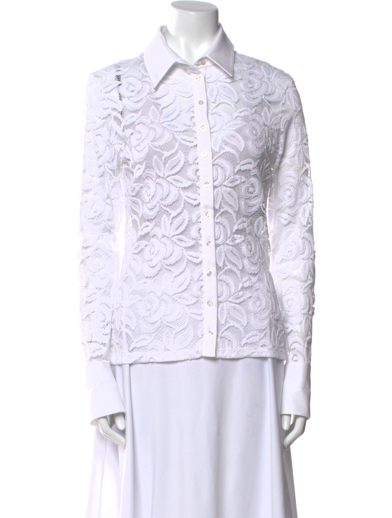 Anne Fontaine Printed Long Sleeve Button-Up Top w/ Tags