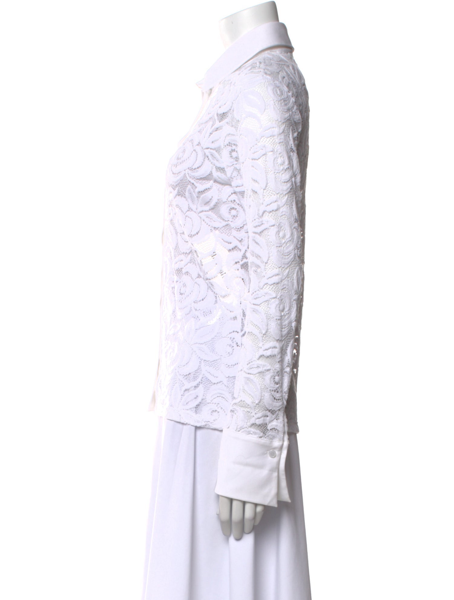 Anne Fontaine Printed Long Sleeve Button-Up Top w/ Tags