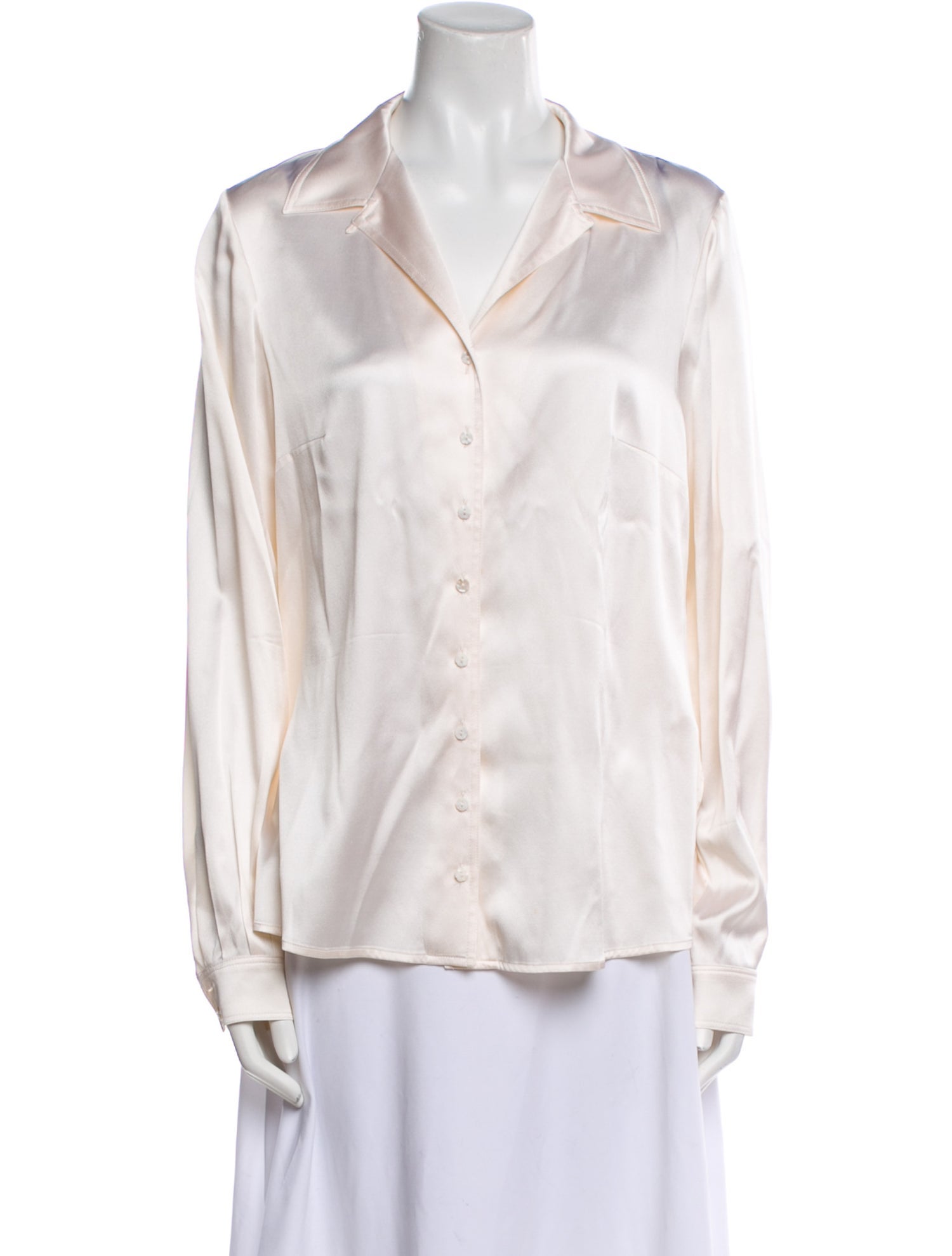 Anne Fontaine V-Neck Long Sleeve Button-Up Top