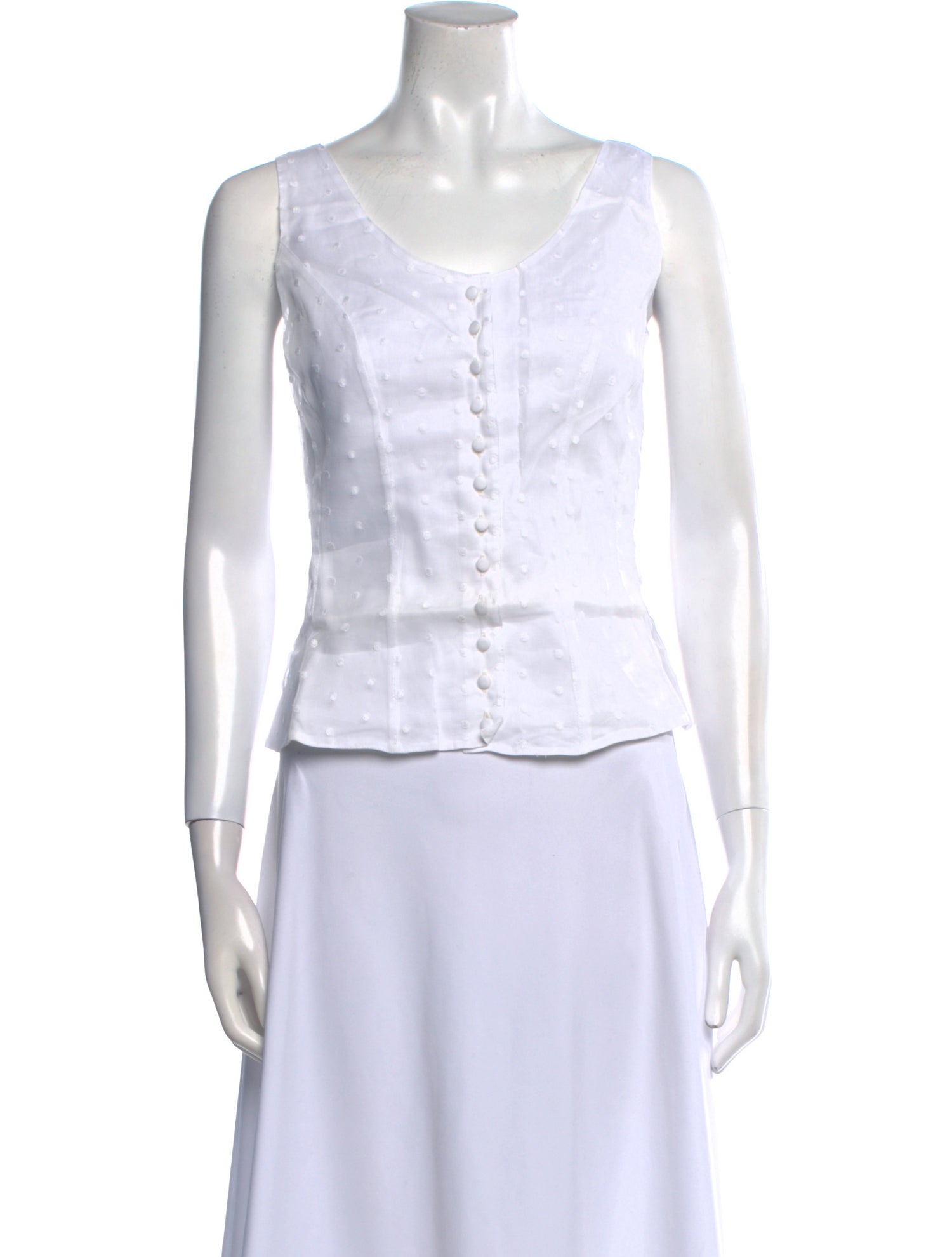 Anne Fontaine Scoop Neck Sleeveless Crop Top