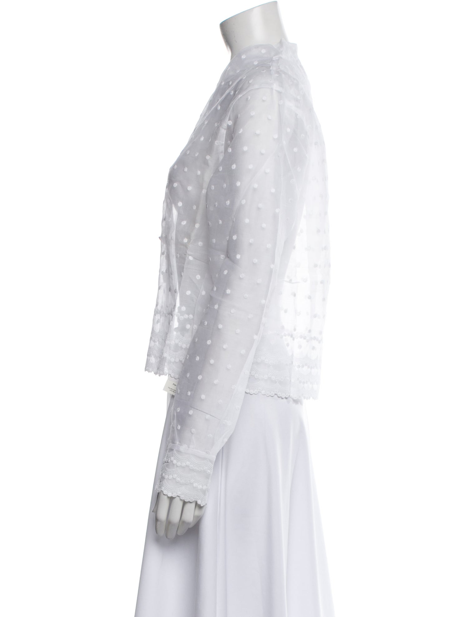 Anne Fontaine Lace Pattern Mock Neck Crop Top