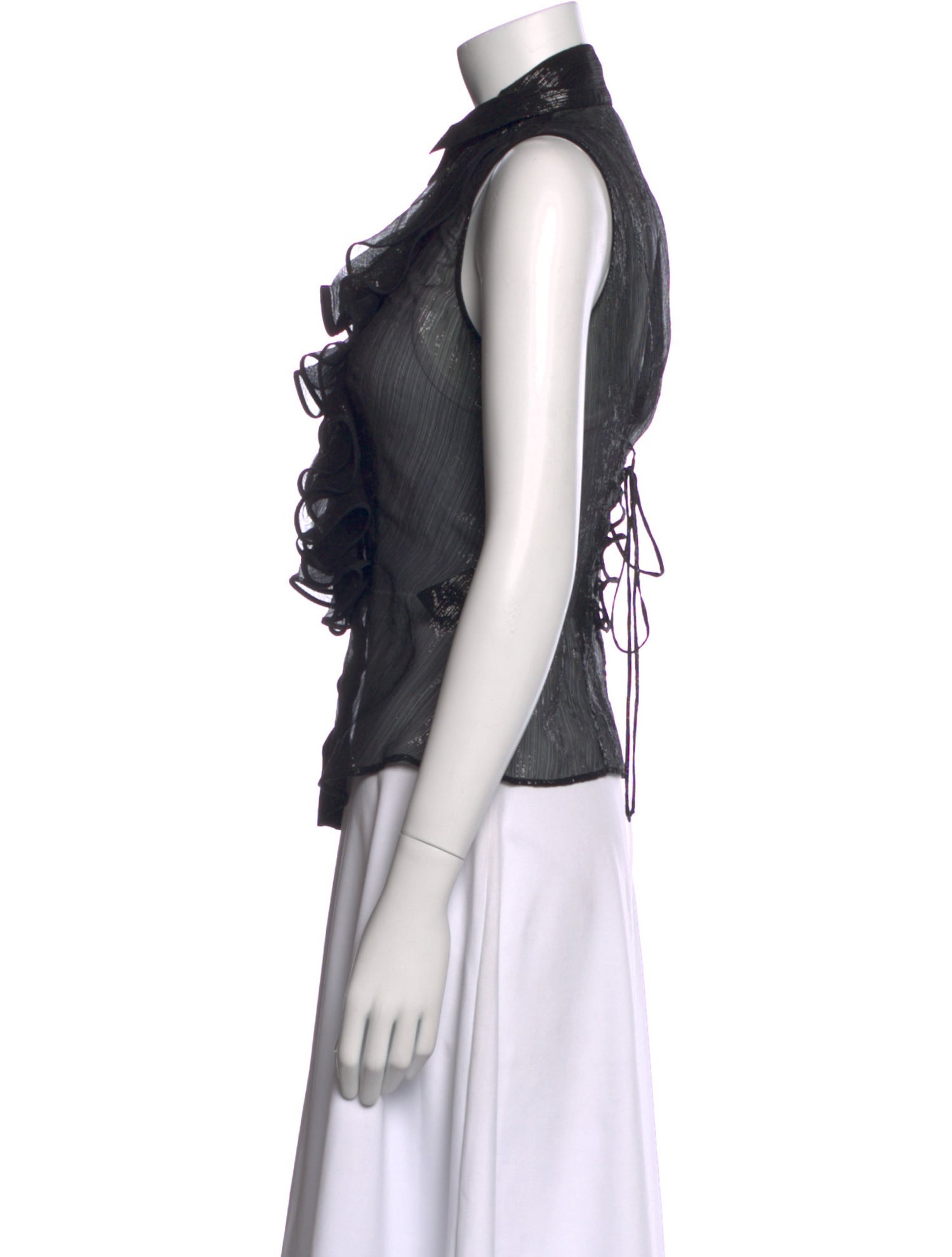 Anne Fontaine Silk Sleeveless Button-Up Top