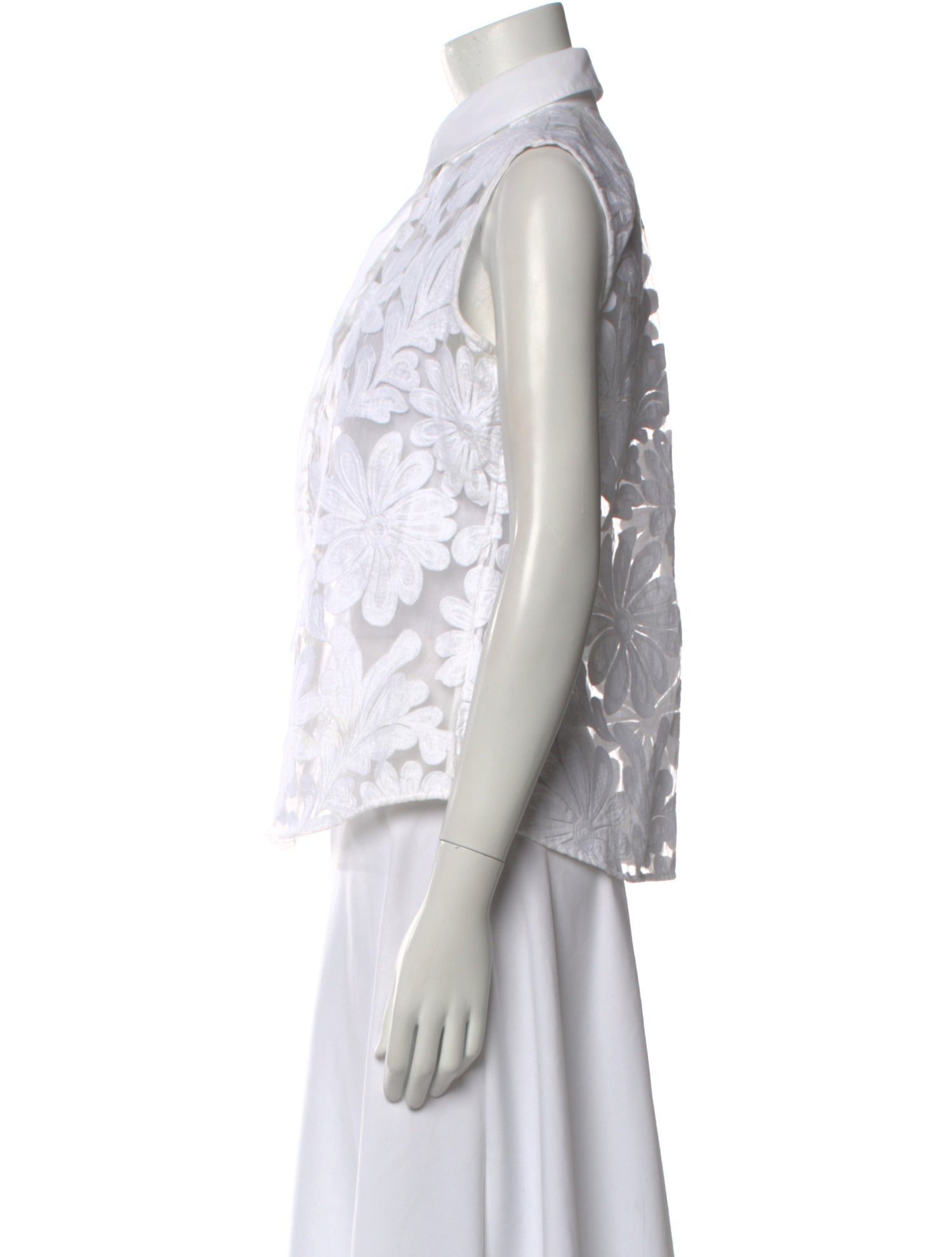 Anne Fontaine Printed Sleeveless Button-Up Top