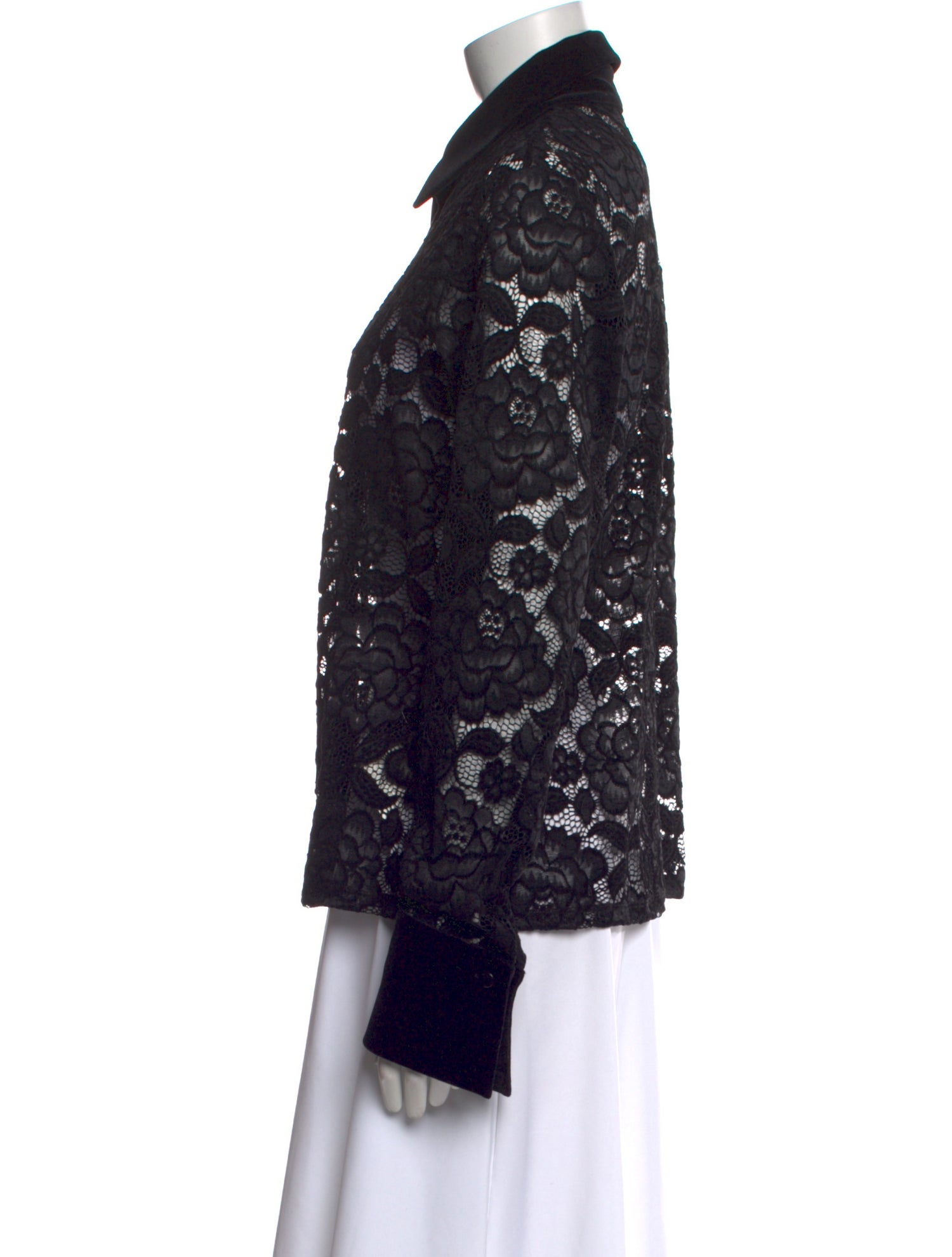 Anne Fontaine Lace Pattern Long Sleeve Button-Up Top