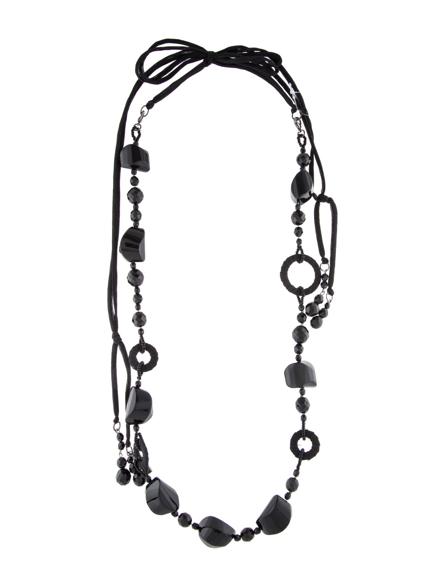 Anne Fontaine Fabric & Resin Collar Ribbon Tie Necklace