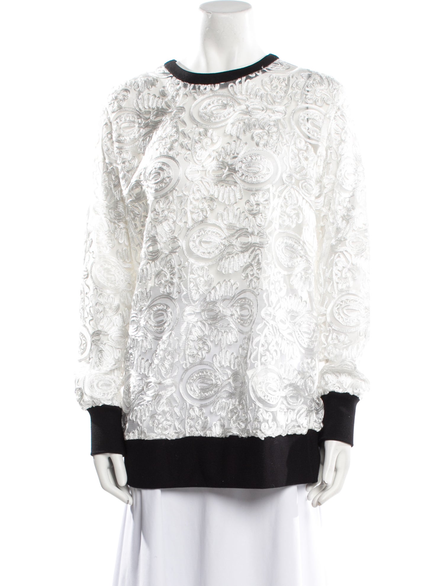 Anne Fontaine Colorblock Pattern Scoop Neck Sweatshirt