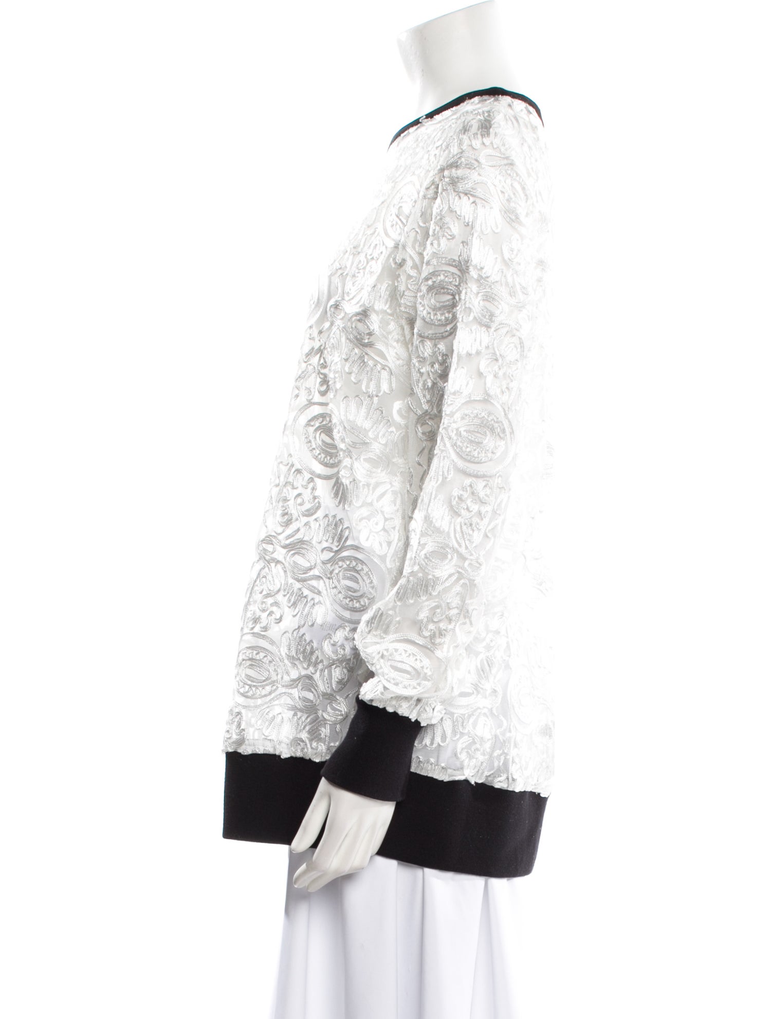 Anne Fontaine Colorblock Pattern Scoop Neck Sweatshirt