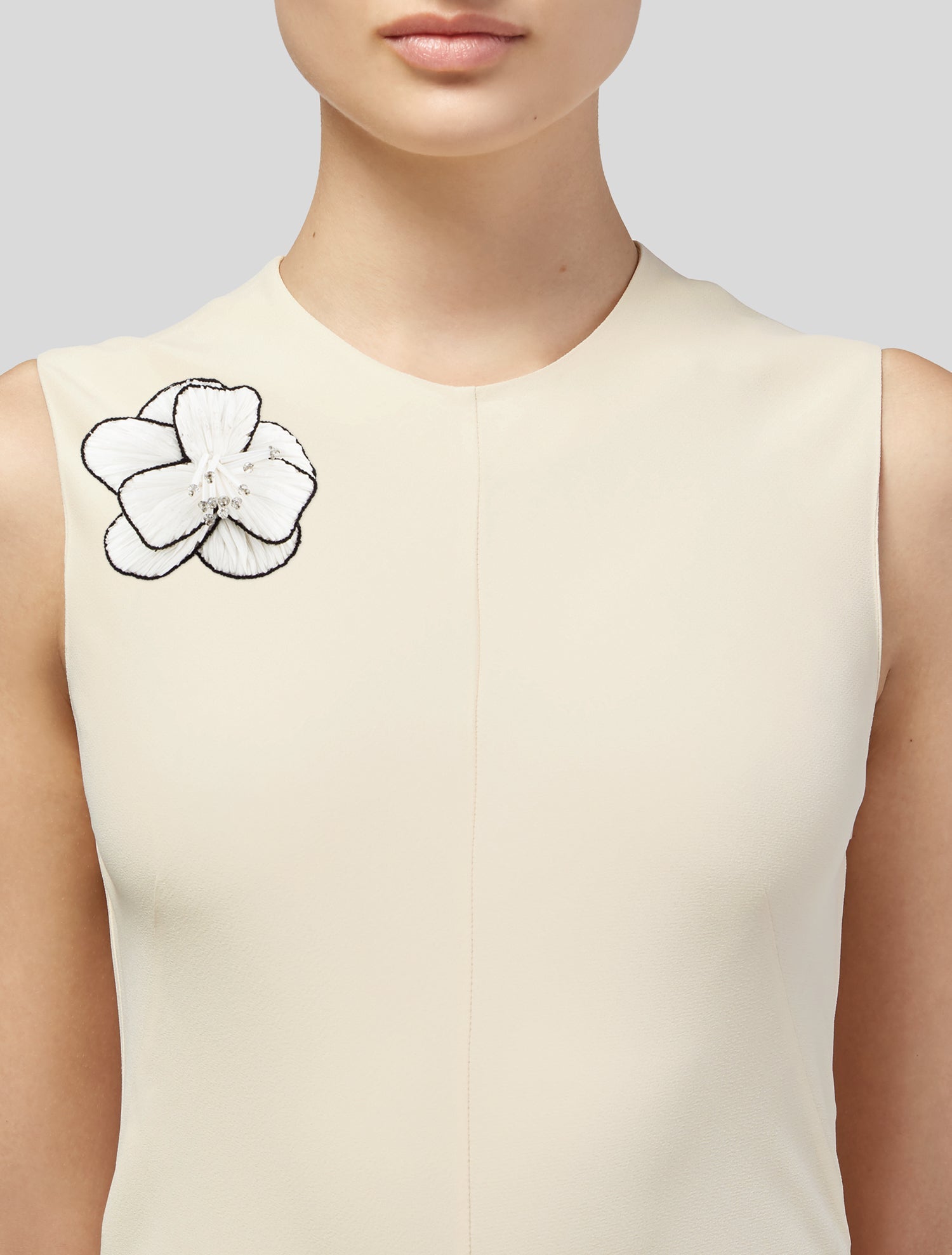 Anne Fontaine Crystal Bead & Resin Flower Brooch