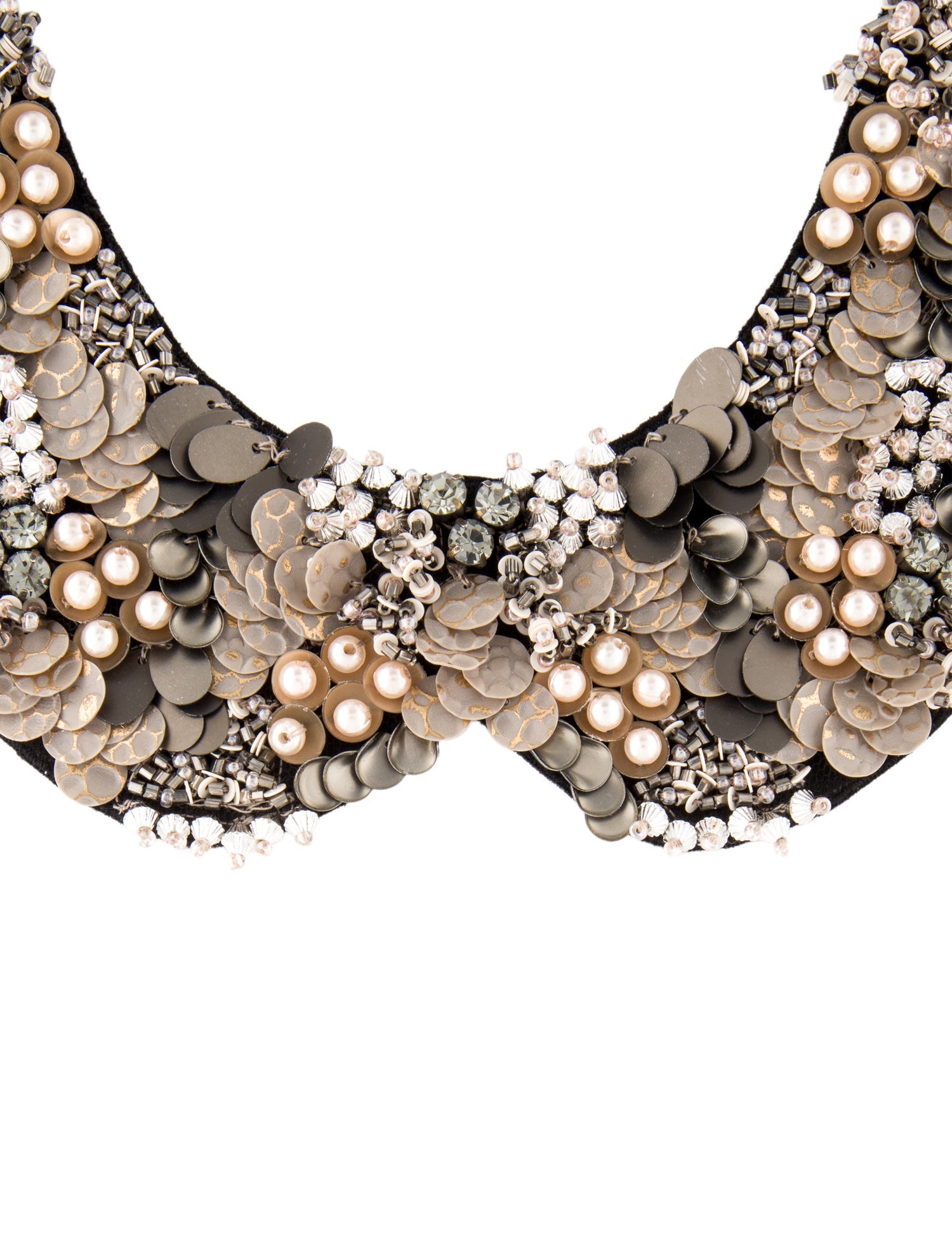 Anne Fontaine Sequins, Fabric, Crystal & Faux Pearl Bib Collar Necklace