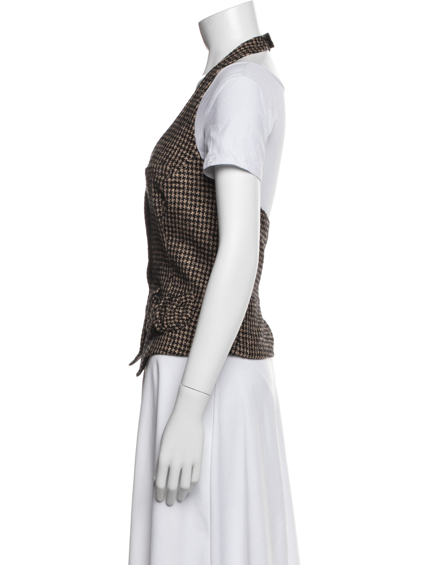 Anne Fontaine Wool Houndstooth Print Vest