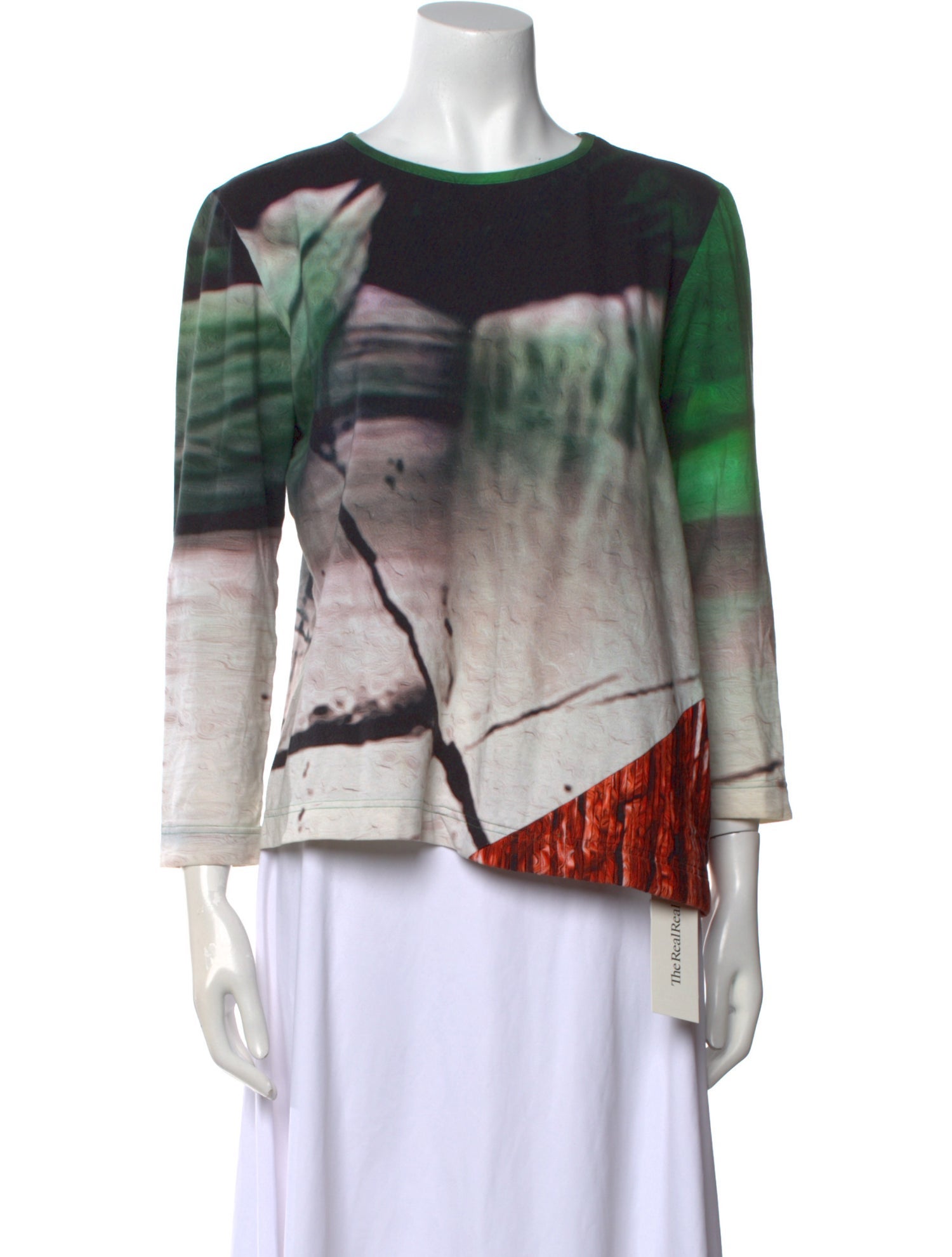 Angelys Balek Printed Bateau Neckline Blouse