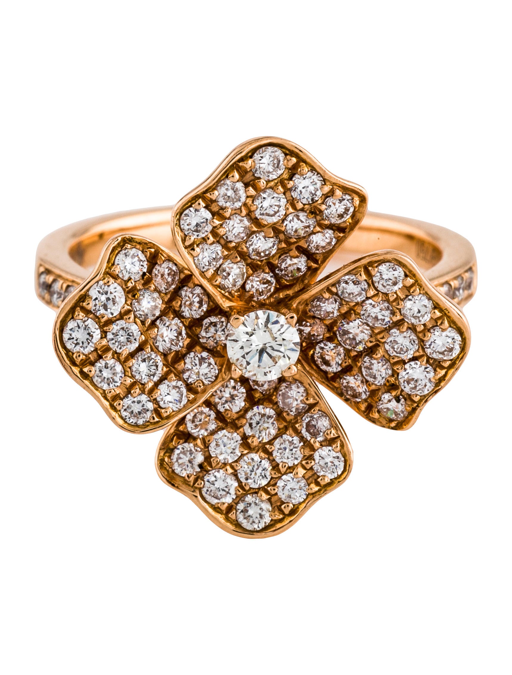 18k diamond flower pinky ring