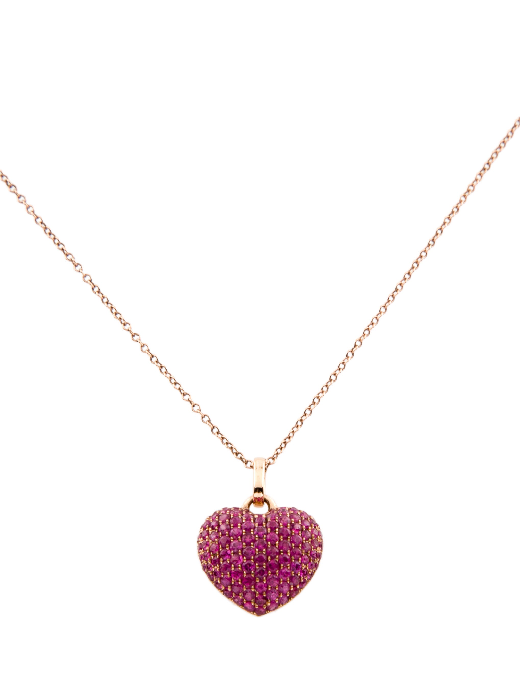Anita Ko 18K Ruby Pavé Heart Pendant Necklace