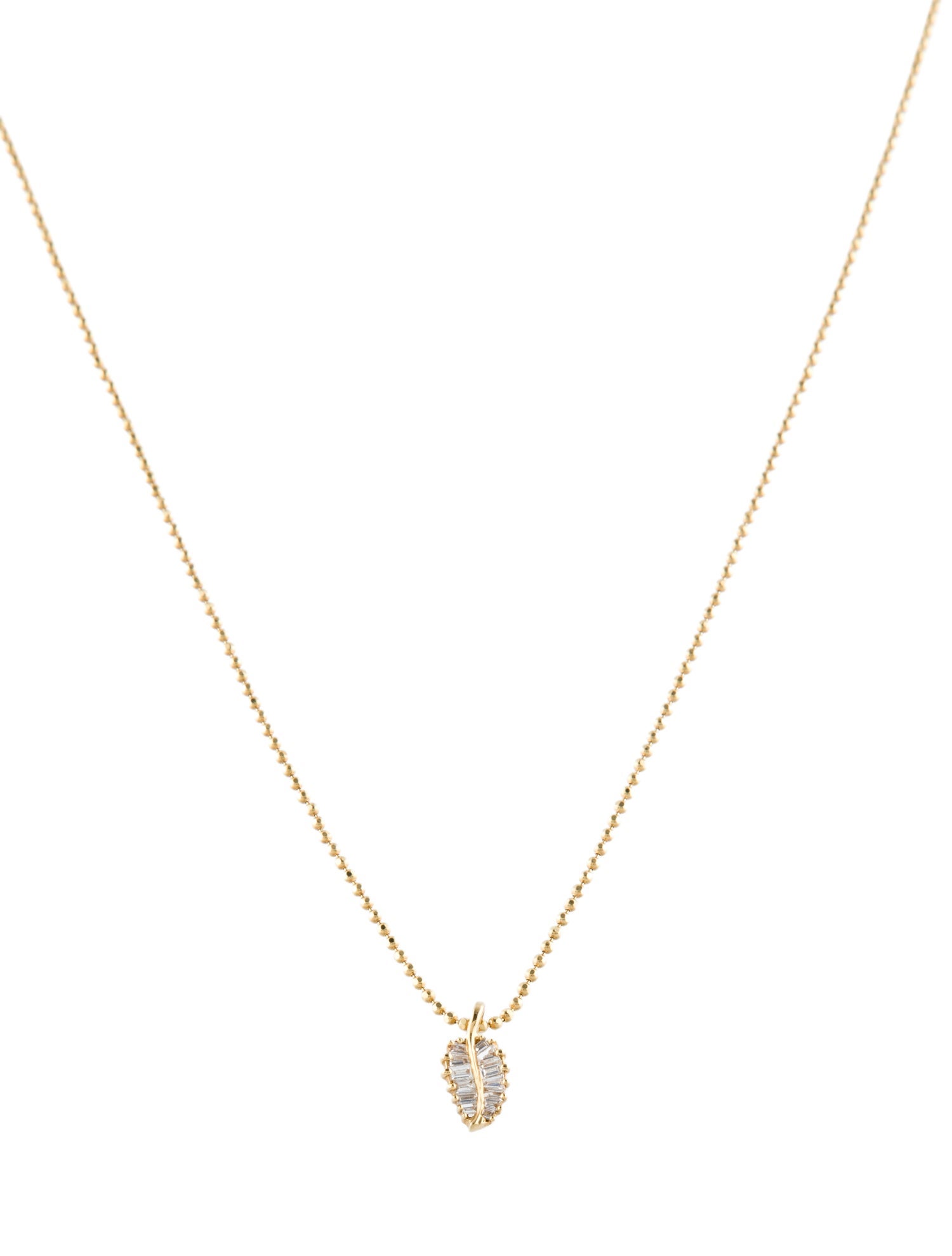 Anita Ko 18K Diamond Small Leaf Pendant Necklace