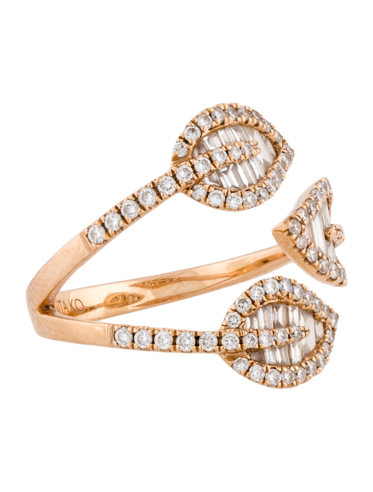 Anita Ko 18K Diamond Tri-Leaf Cocktail Ring