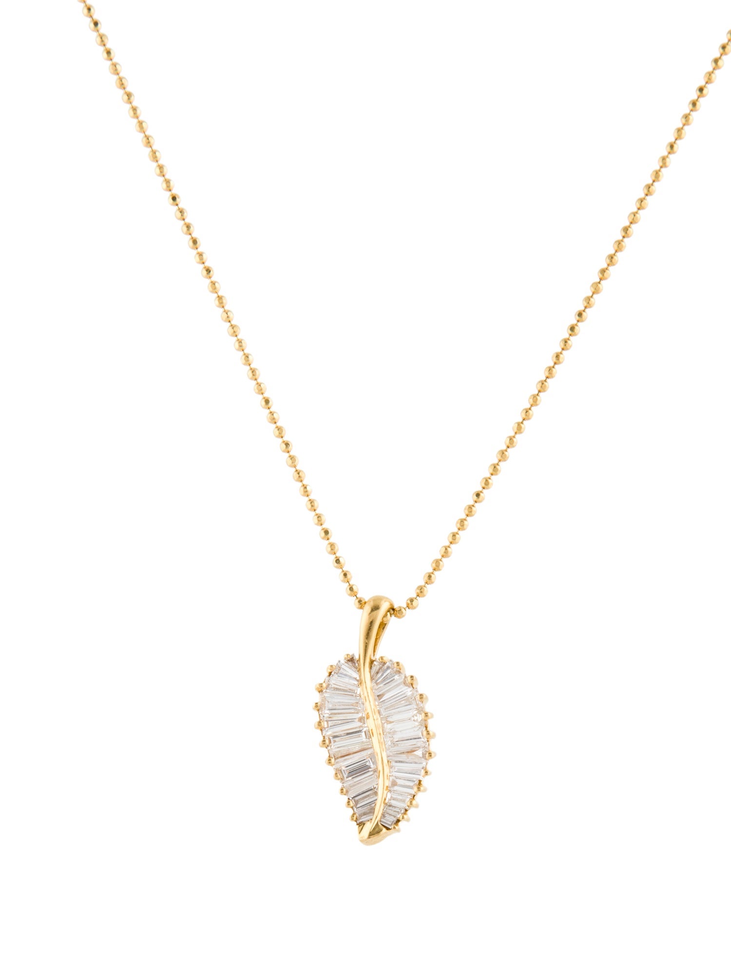 Anita Ko 18K 1.10 Diamond Classic Palm Leaf Pendant Necklace
