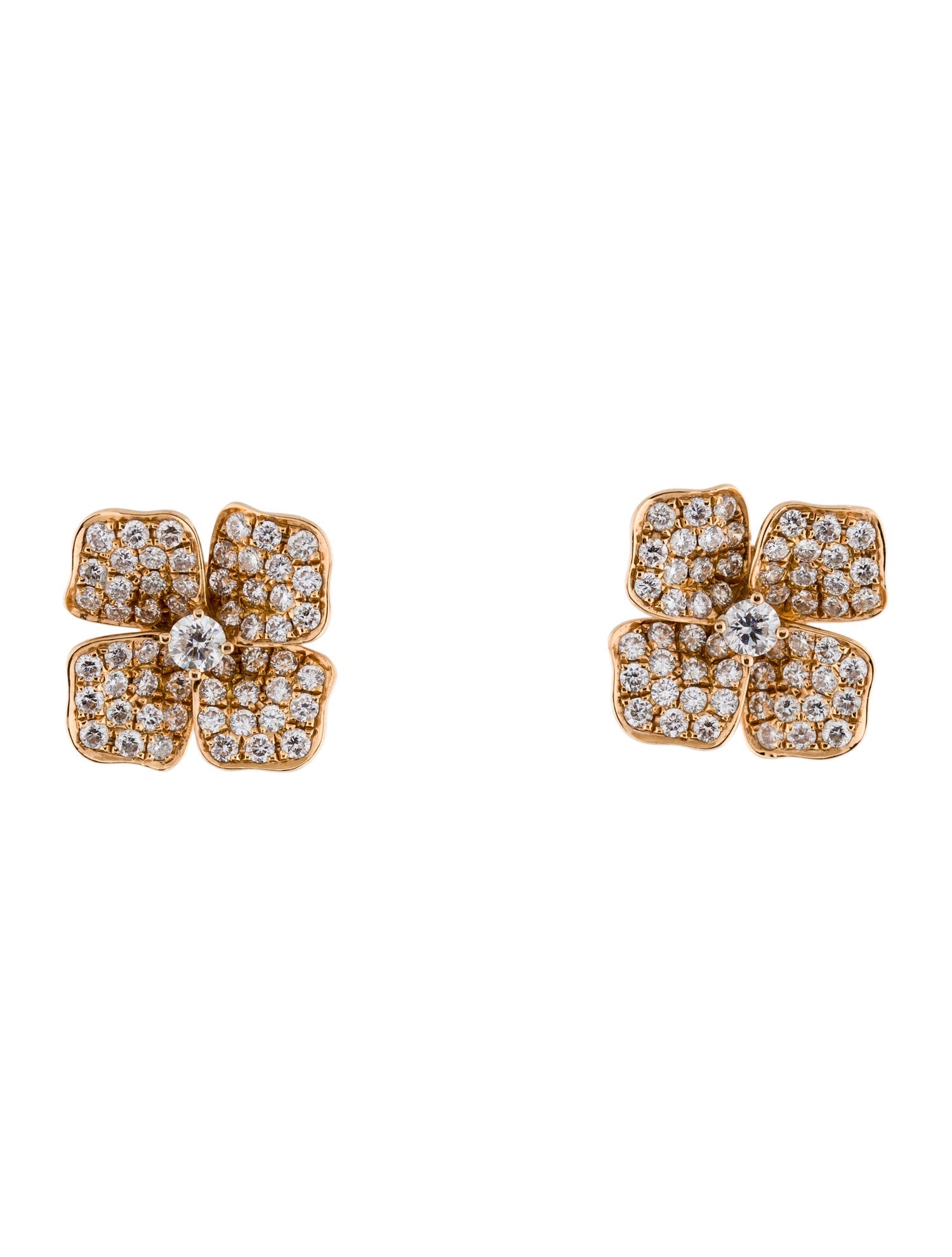 Anita Ko 18K 1.26ctw Diamond Large Flower Stud Earrings